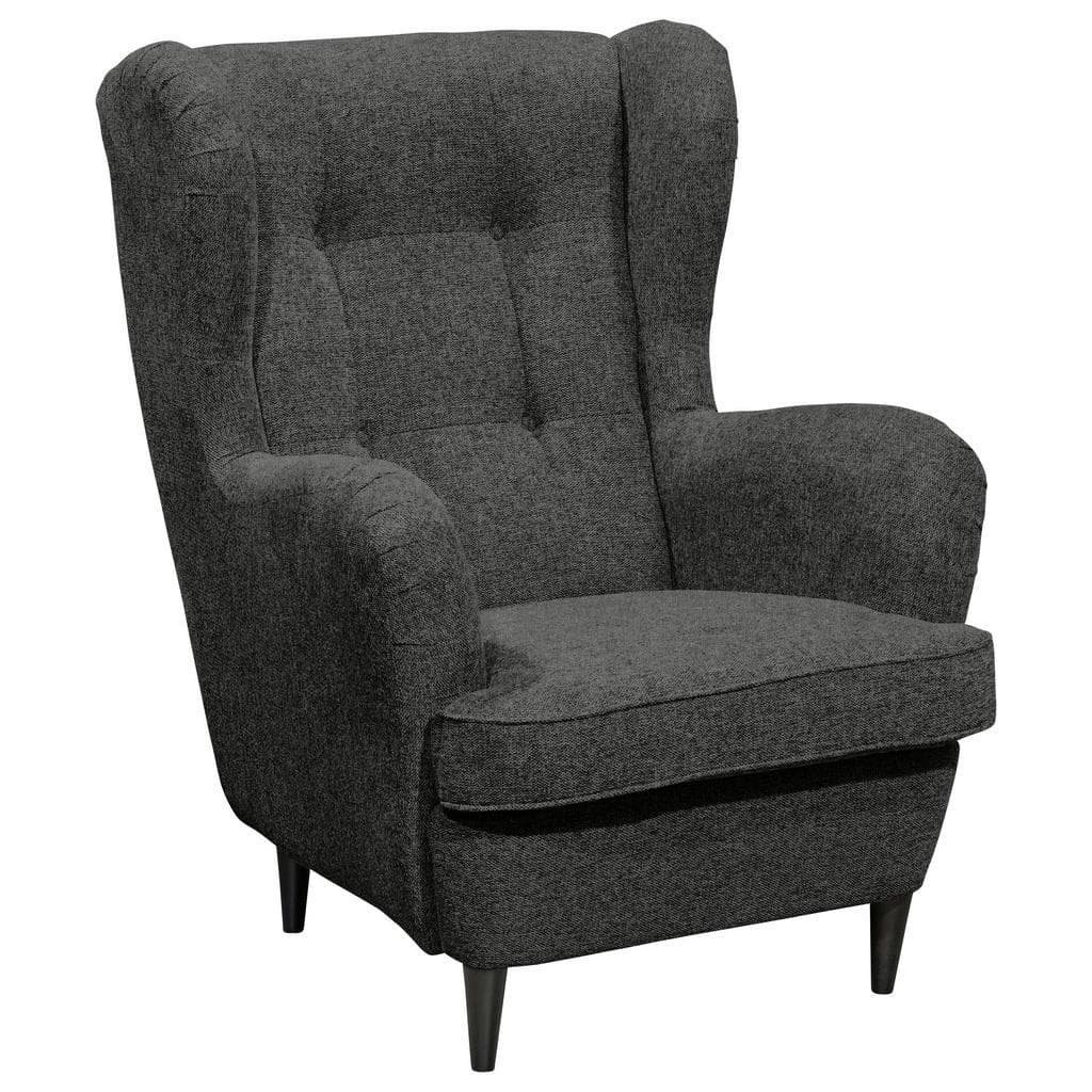 Carryhome Ohrensessel Anthrazit Mikrovelours Buche