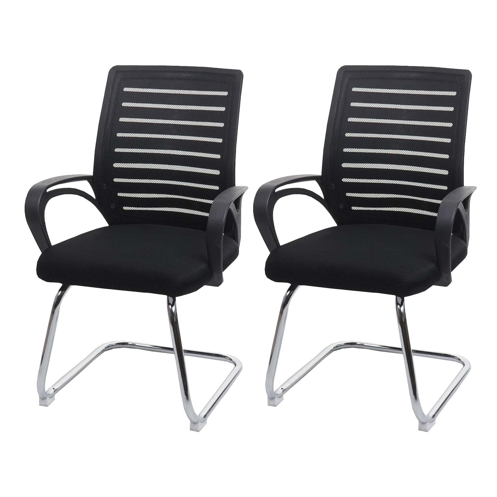 MCW Besucherstuhl MCW-K51 Set Schwarz Metall Polypropylen Stoff