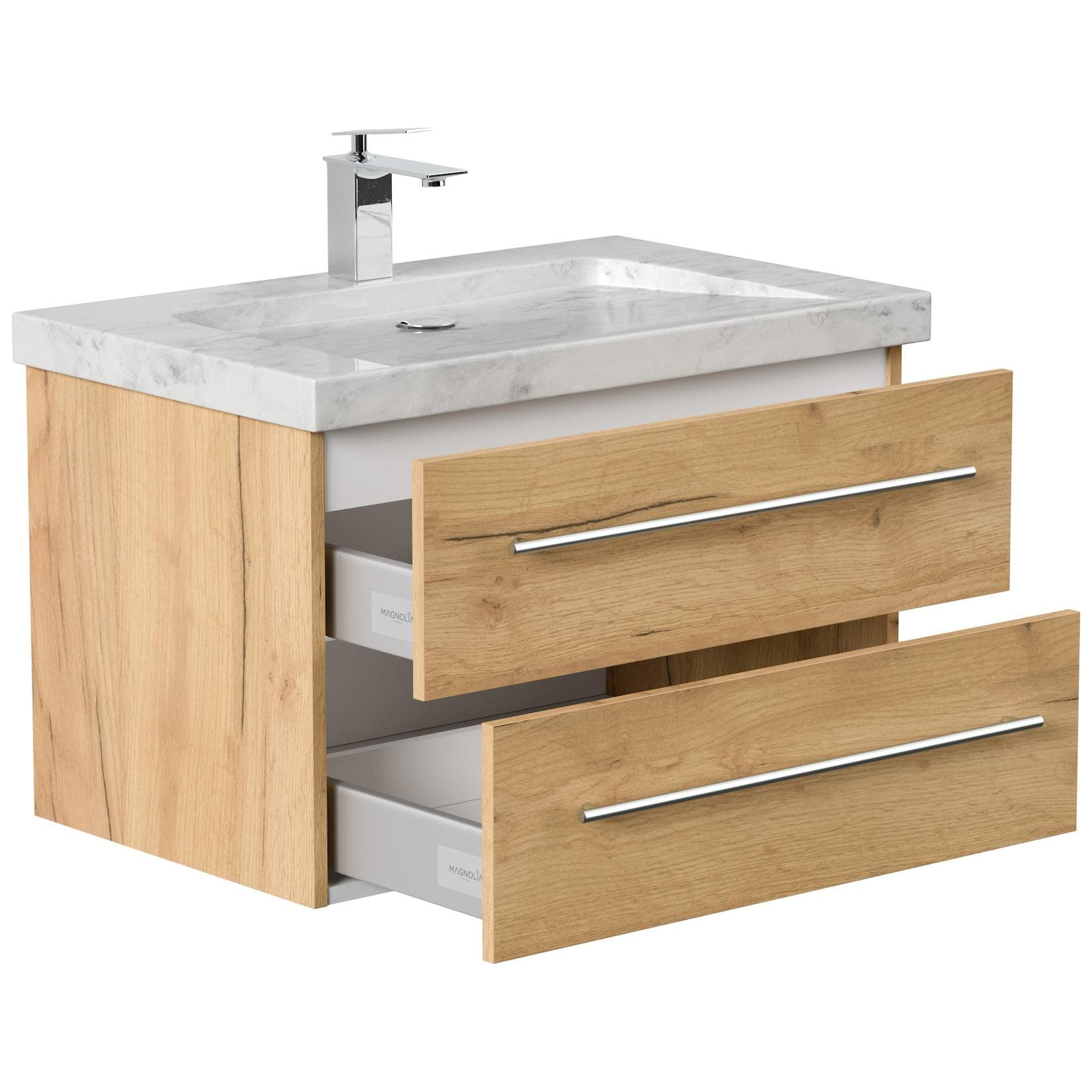 Badmöbel Marmor Carrara White YAMO 75 cm 1 Hahnloch SoftClose weiß hochglanz