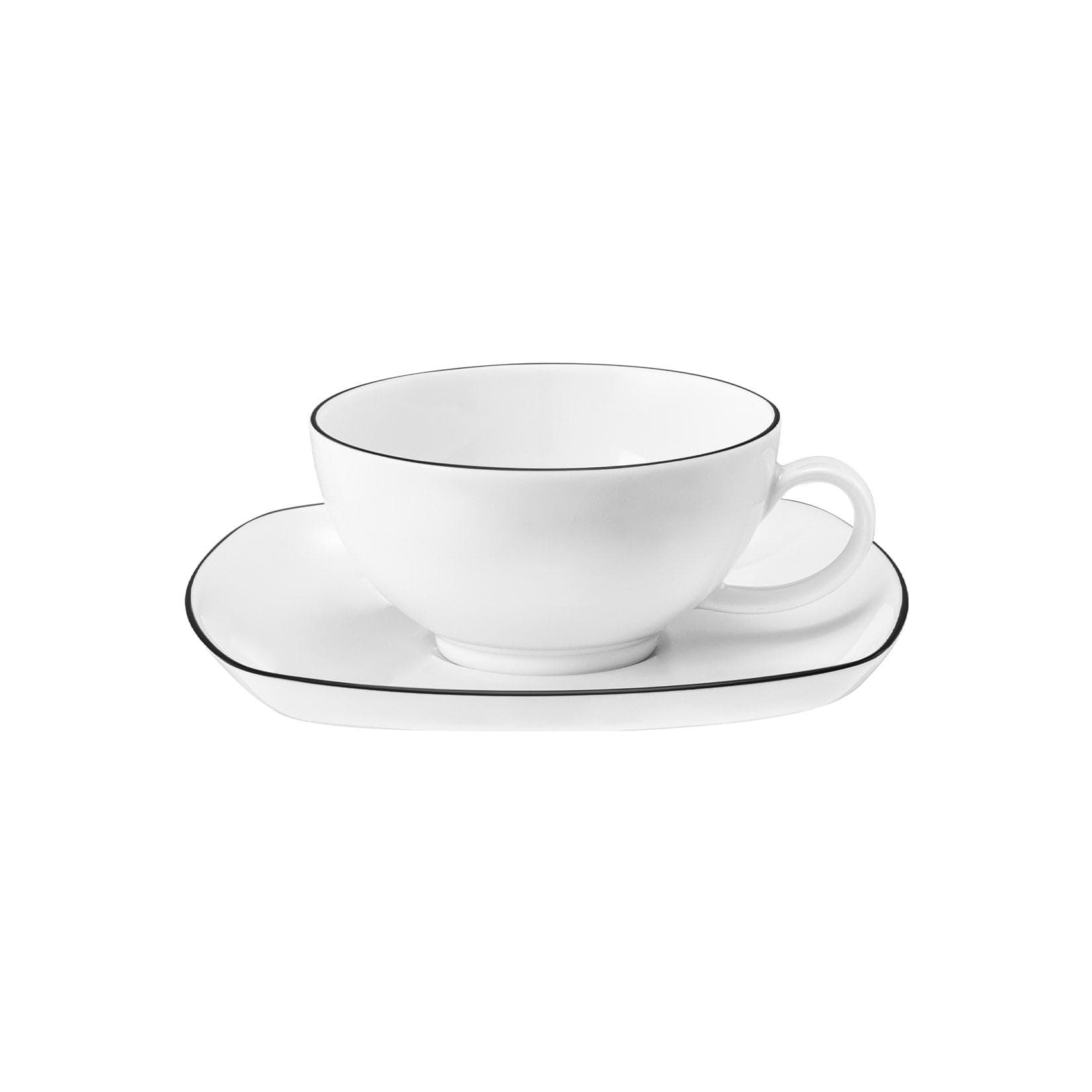Seltmann Weiden Teetasse mit Untertasse eckig Lido Black Line 200 ml Schwarz