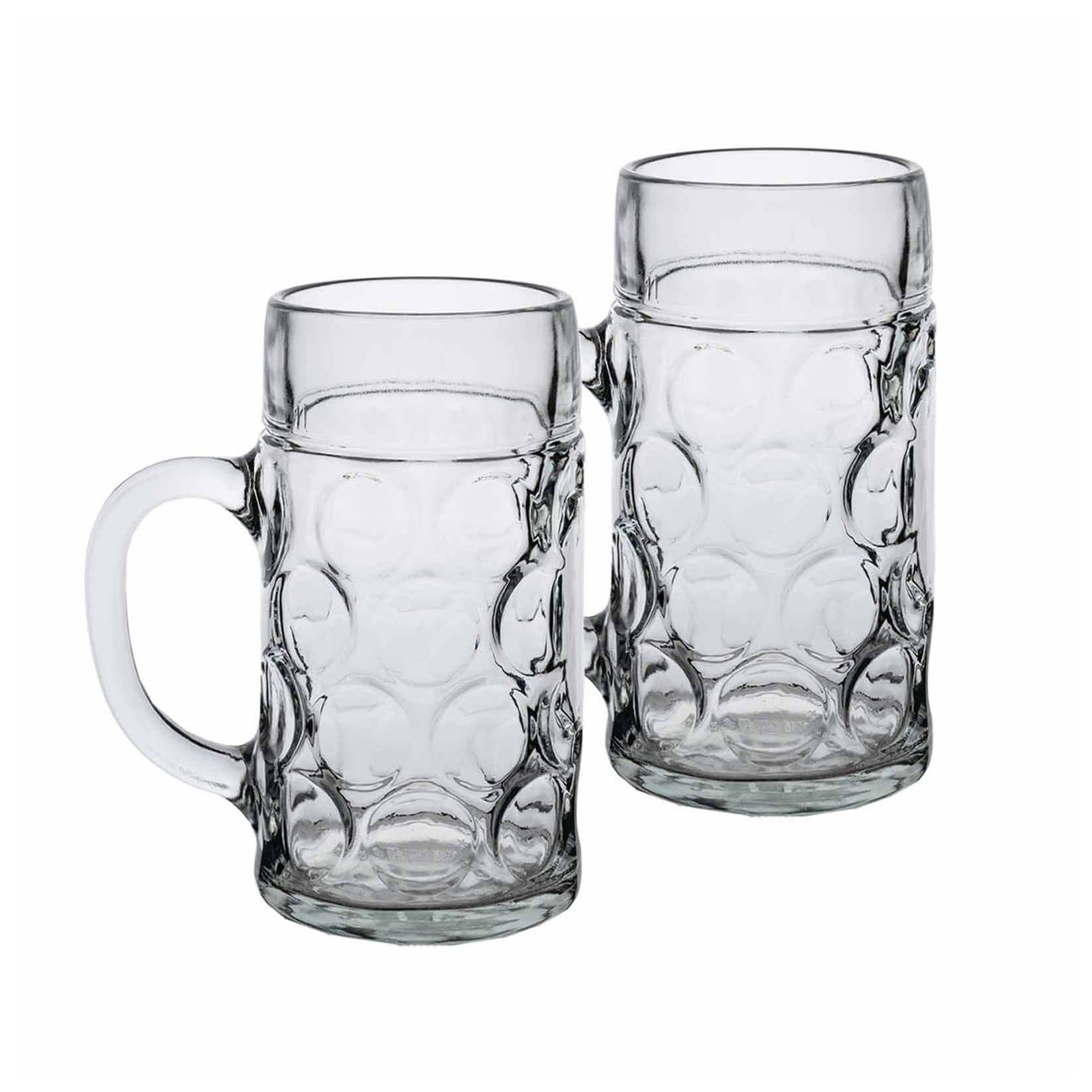 Van Well Bierkrug 1L 2er Set transparent Glas