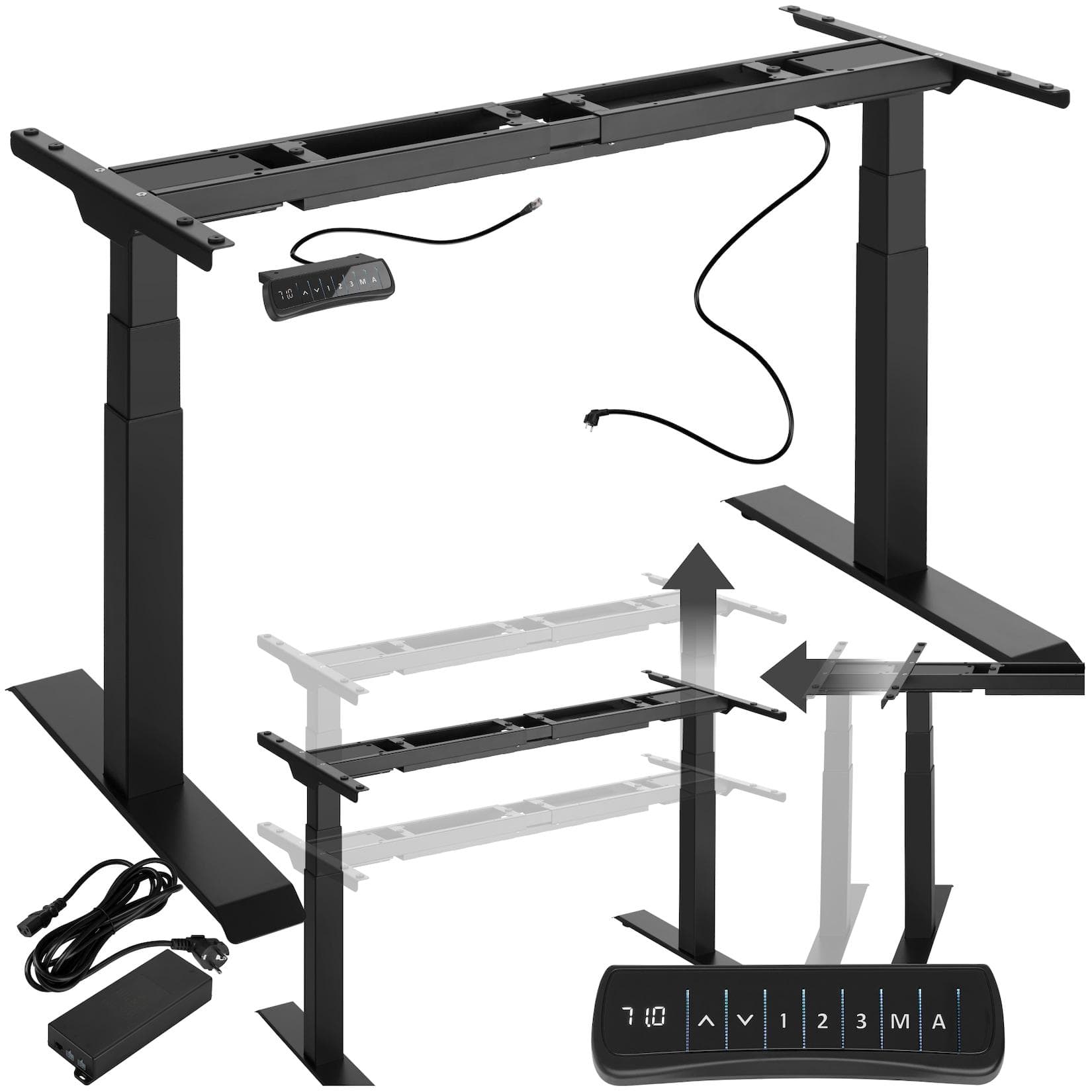 TecTake Tischgestell elektrisch höhenverstellbar mit 2 Motoren