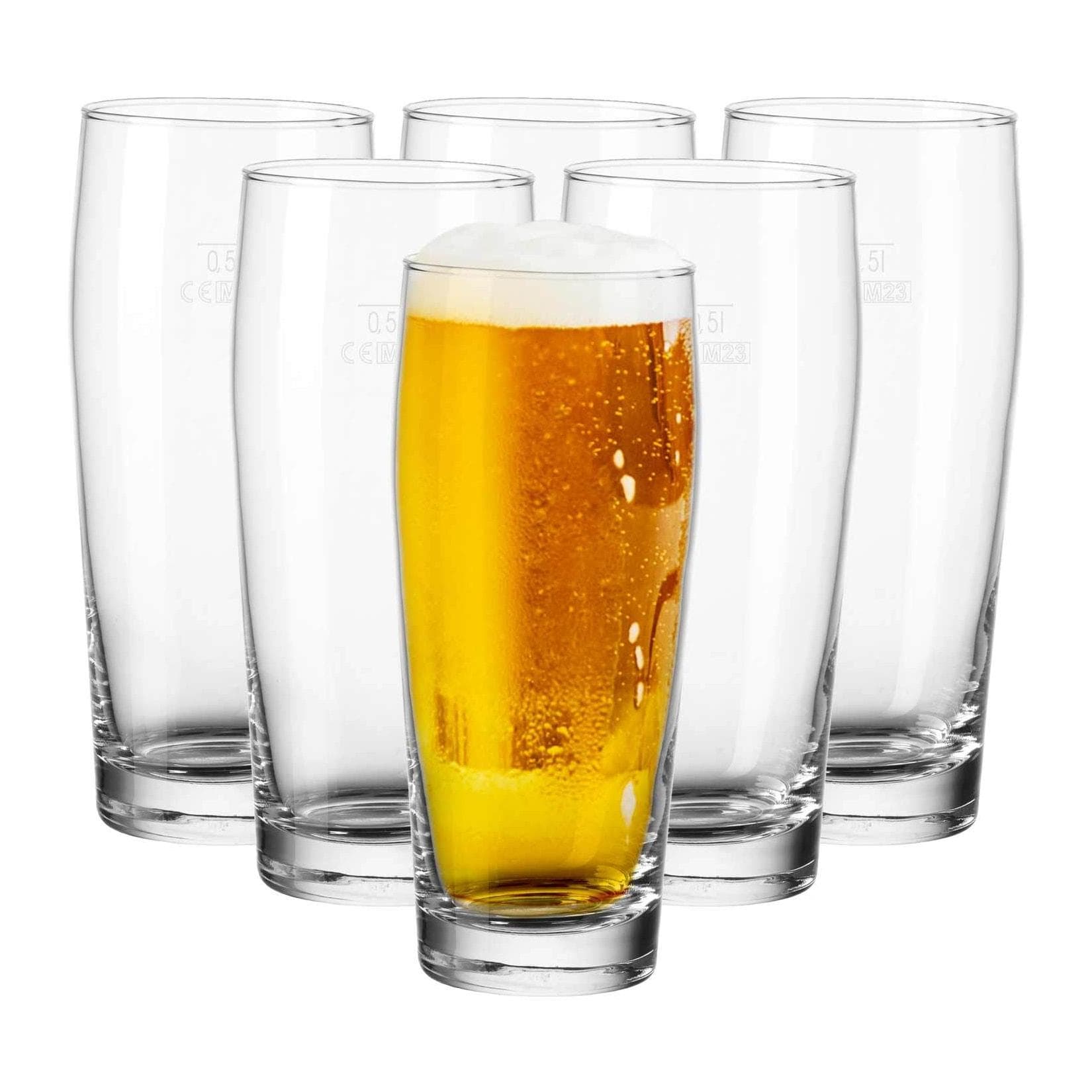 VAN WELL Willi Becher Bierglas 0,5 l geeicht 6er Set transparent