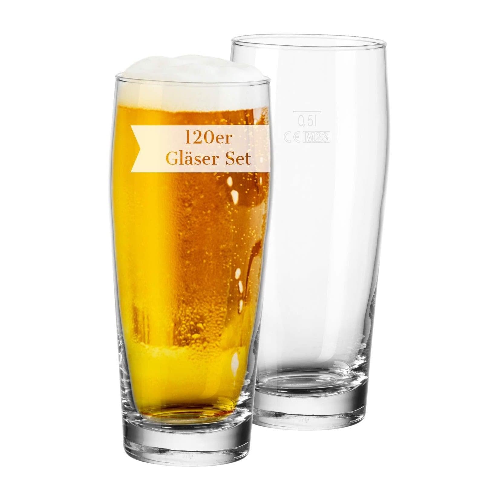 VAN WELL Willi Becher Bierglas 0,5 l geeicht 120er Set transparent