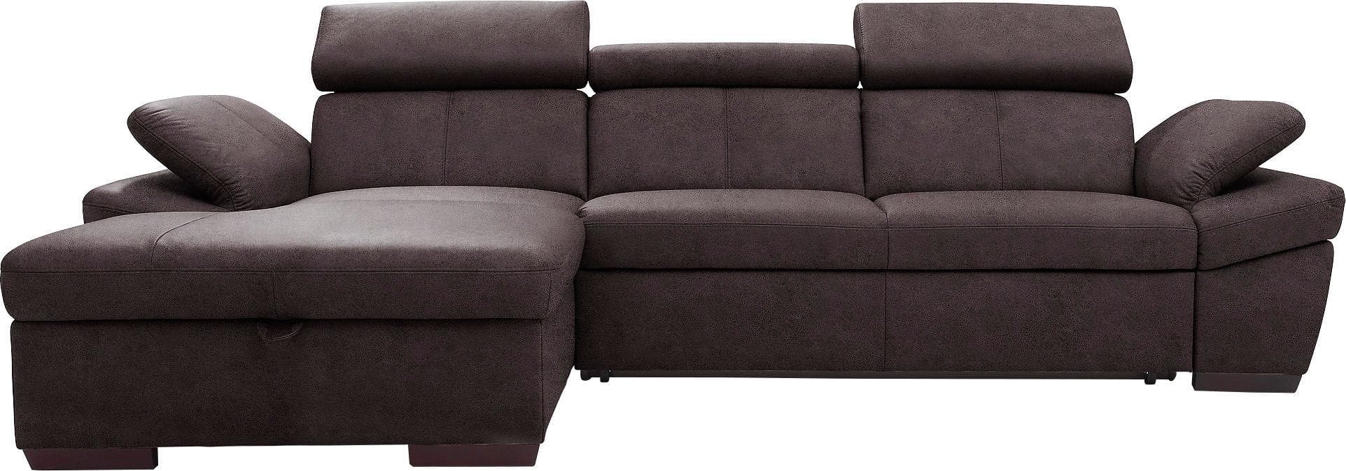 exxpo Ecksofa Salerno L-Form Dunkelbraun Microfaser Lederoptik