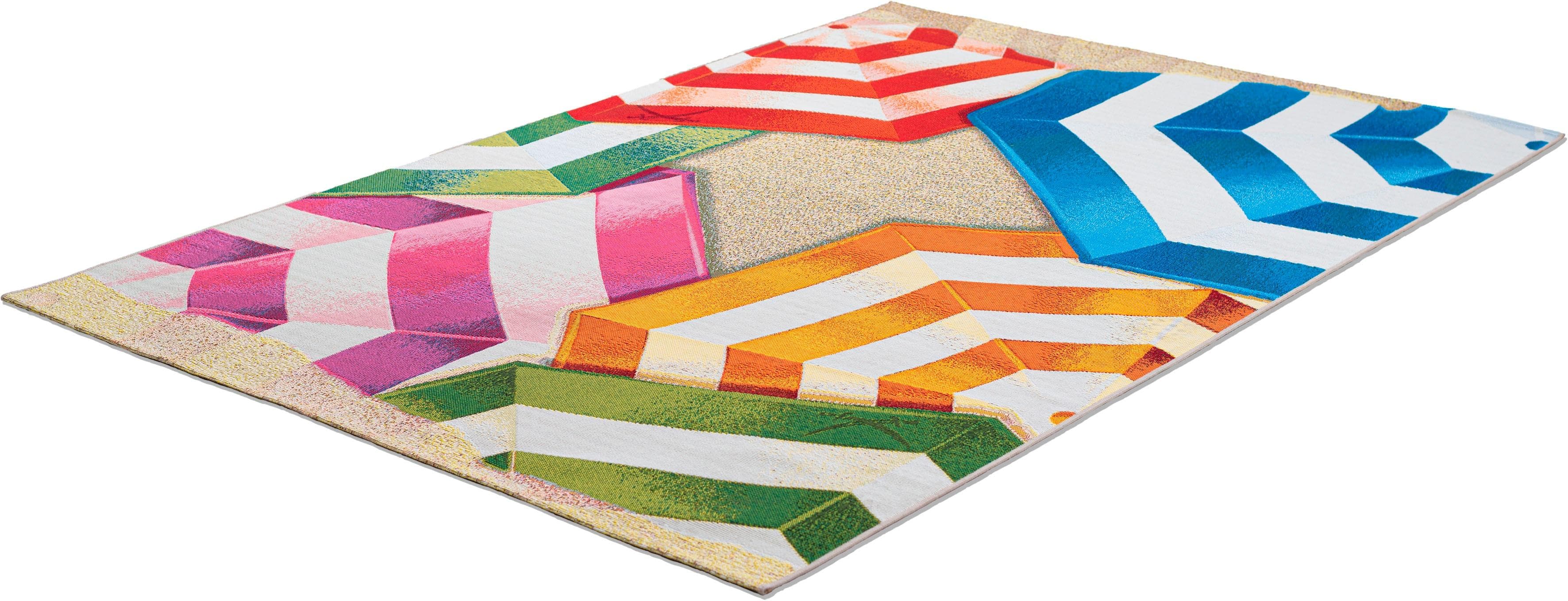 SANSIBAR Rantum Beach Teppich Bunt Outdoor Indoor Flachgewebe