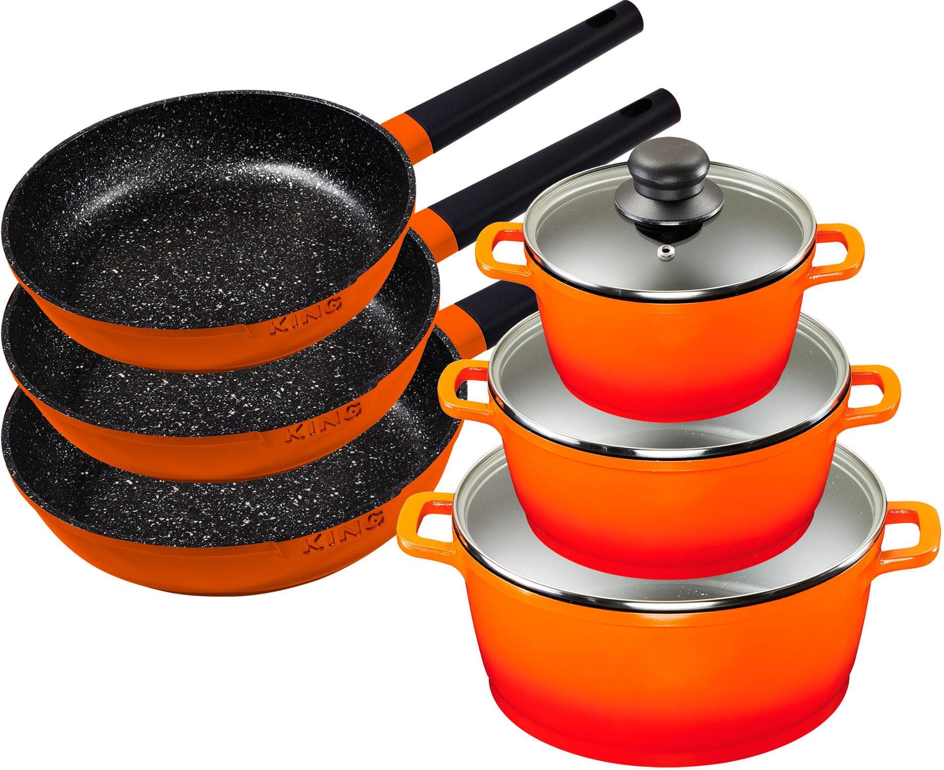 KING Kochtopfset Shine Orange, orange, 3 Töpfe, Induktion