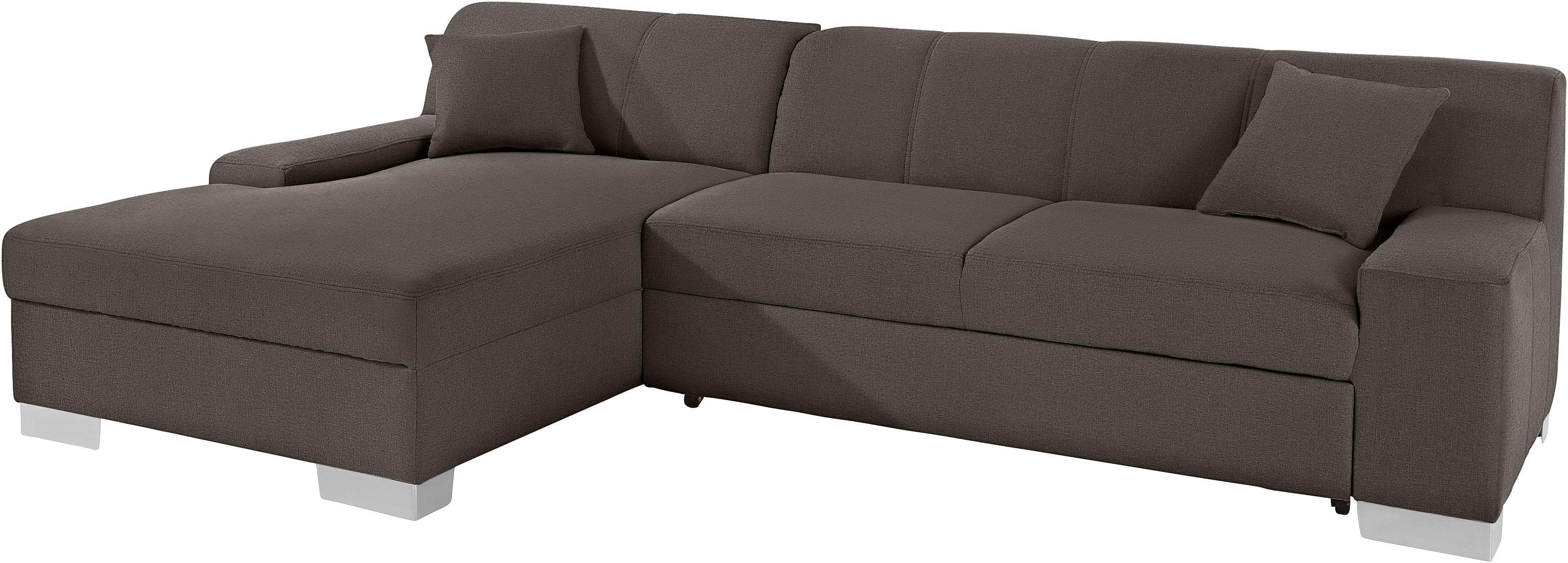 DOMO COLLECTION Ecksofa Bero Grau L-Form mit Bettfunktion