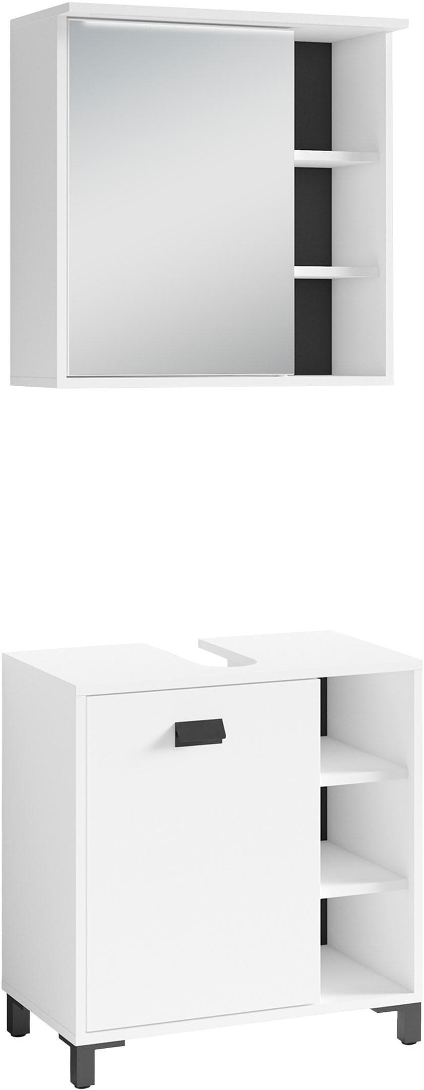 Badmöbel-Set BYLIVING Wellness Weiß LED-Beleuchtung