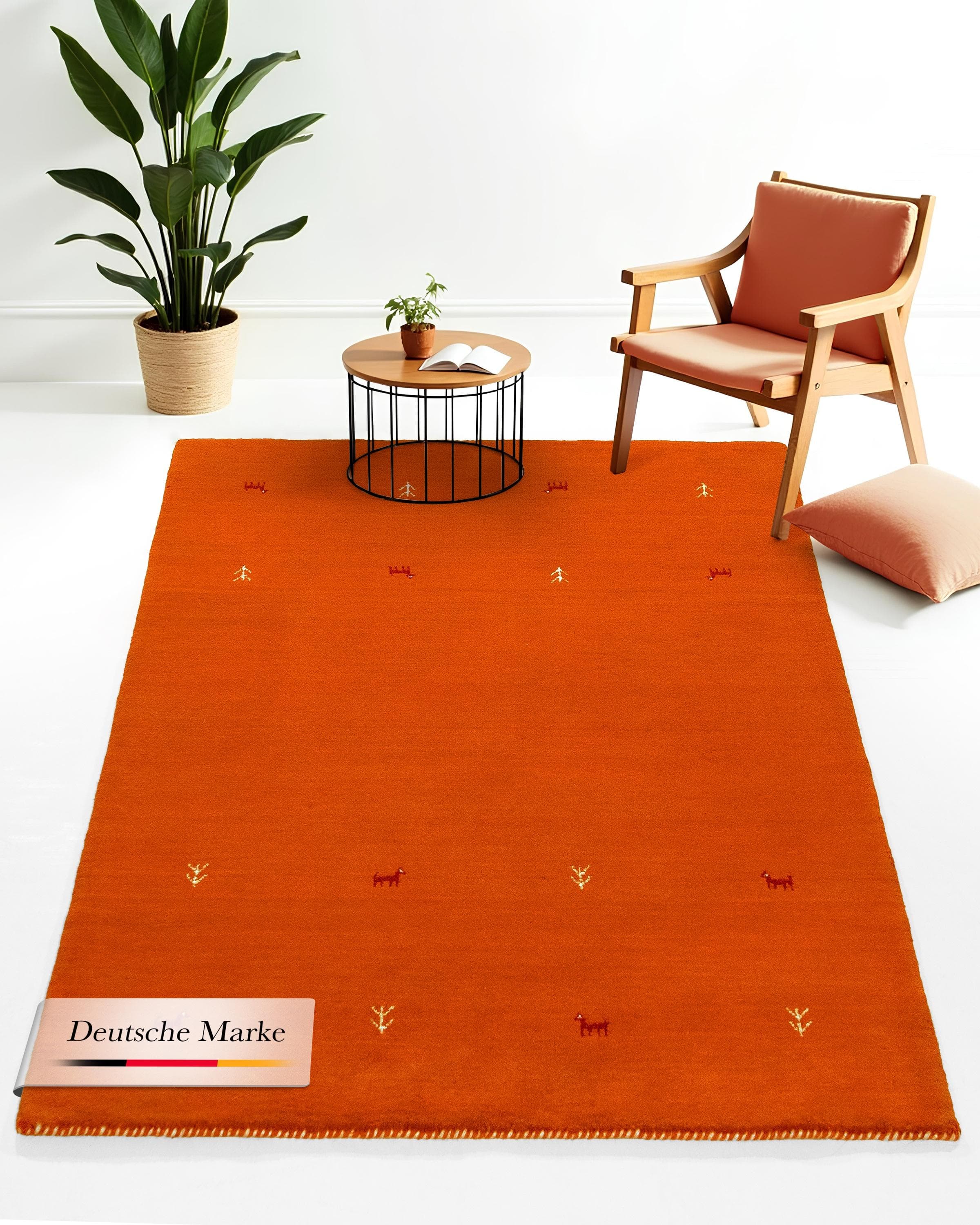 Gabbeh Teppich mit Tiermotiven aus Wolle