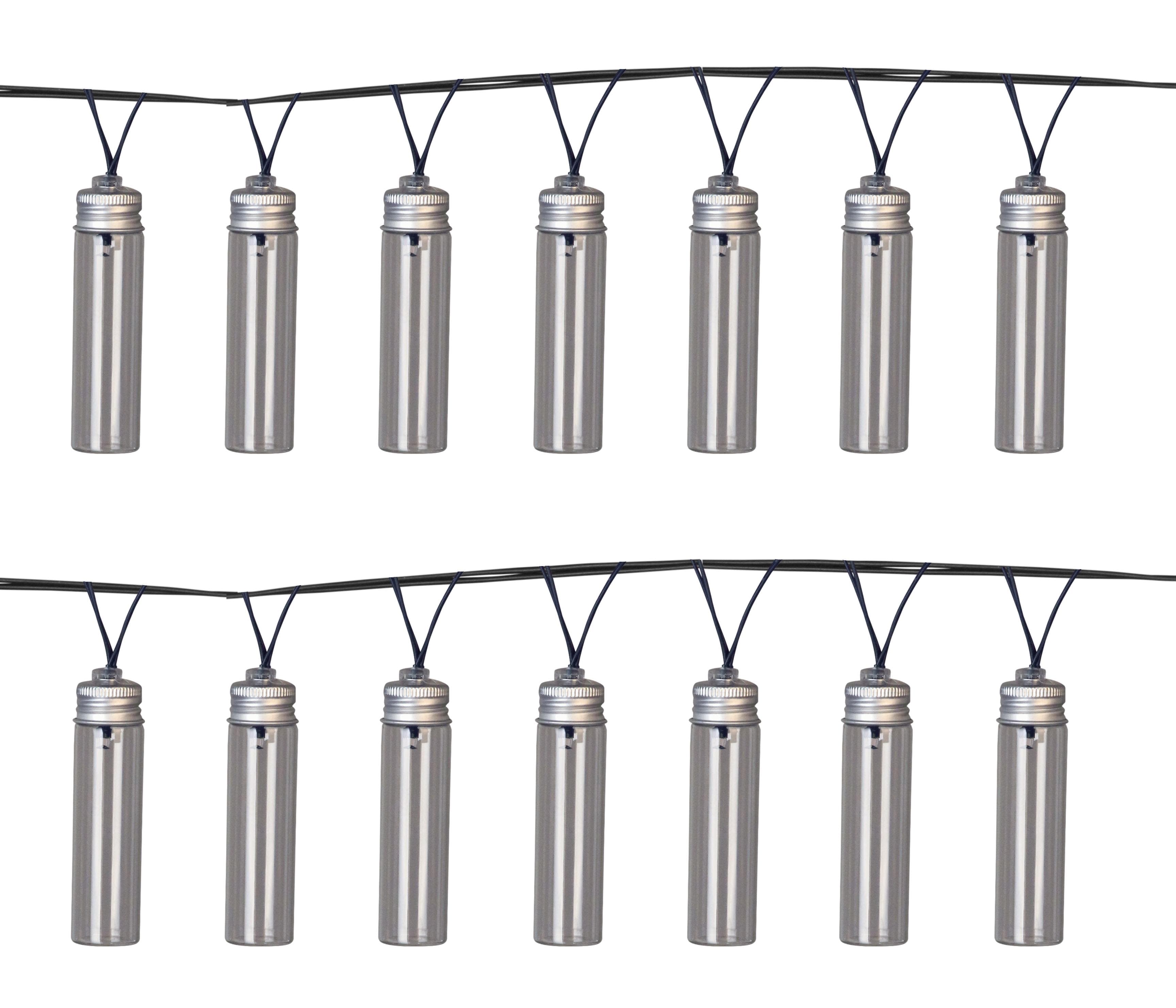 LED-Lichterkette aus Echtglas und Solarenergie, Silber, 465 cm