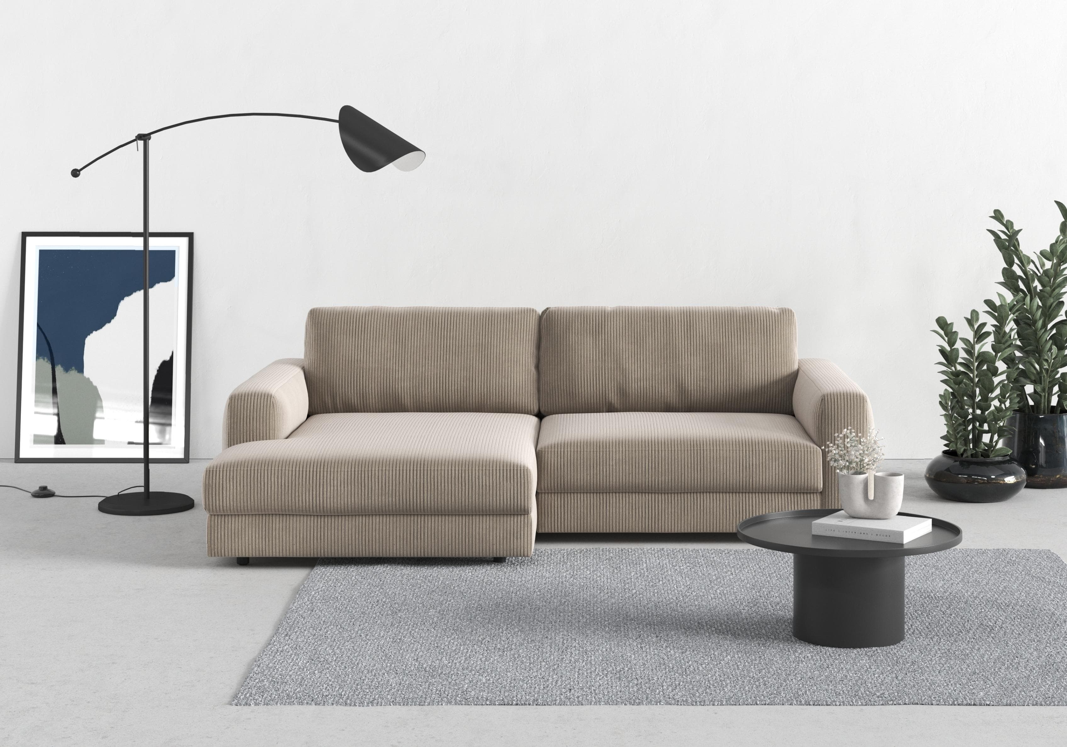 Trendmanufaktur Ecksofa Bourbon Mega Designsofa L-Form Beige