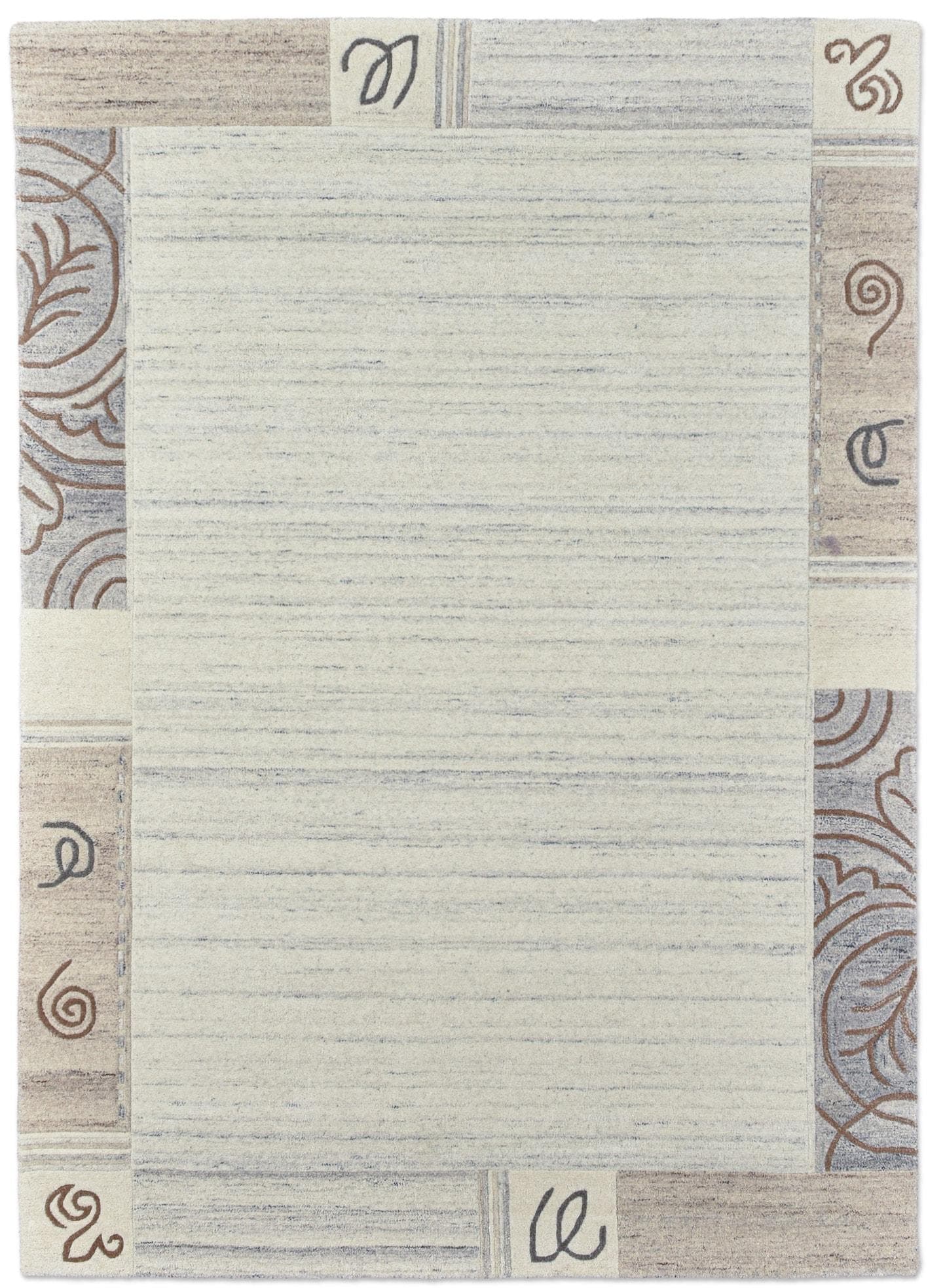 Theko Wollteppich Natural Garden 31x160cm Grau Naturfarben