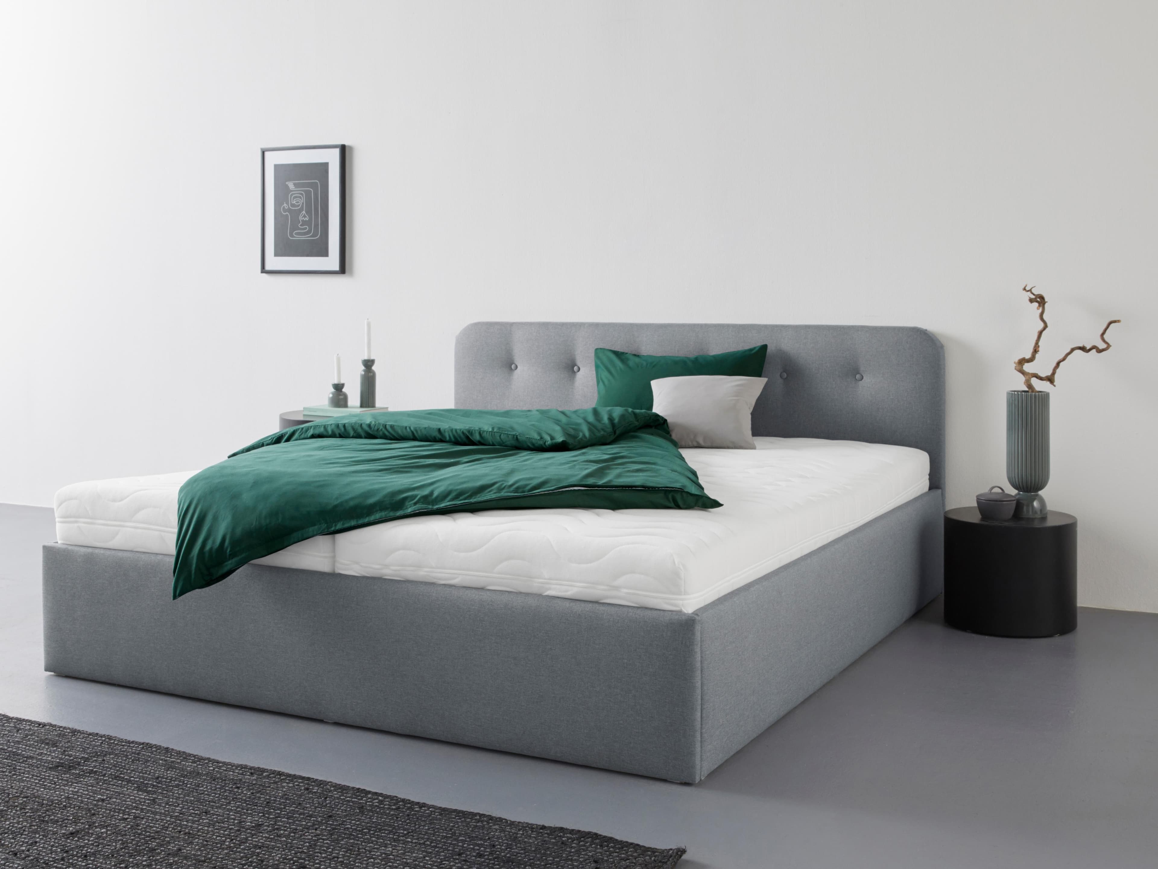 Polsterbett mit Stauraum & verstellbarem Kopfteil