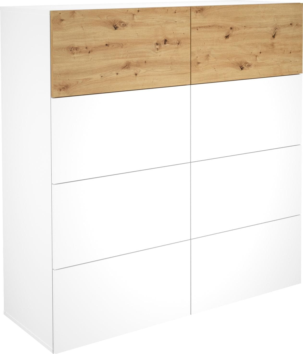 FMD Kommode Belm Weiß Artisan Eiche 8 Schubladen