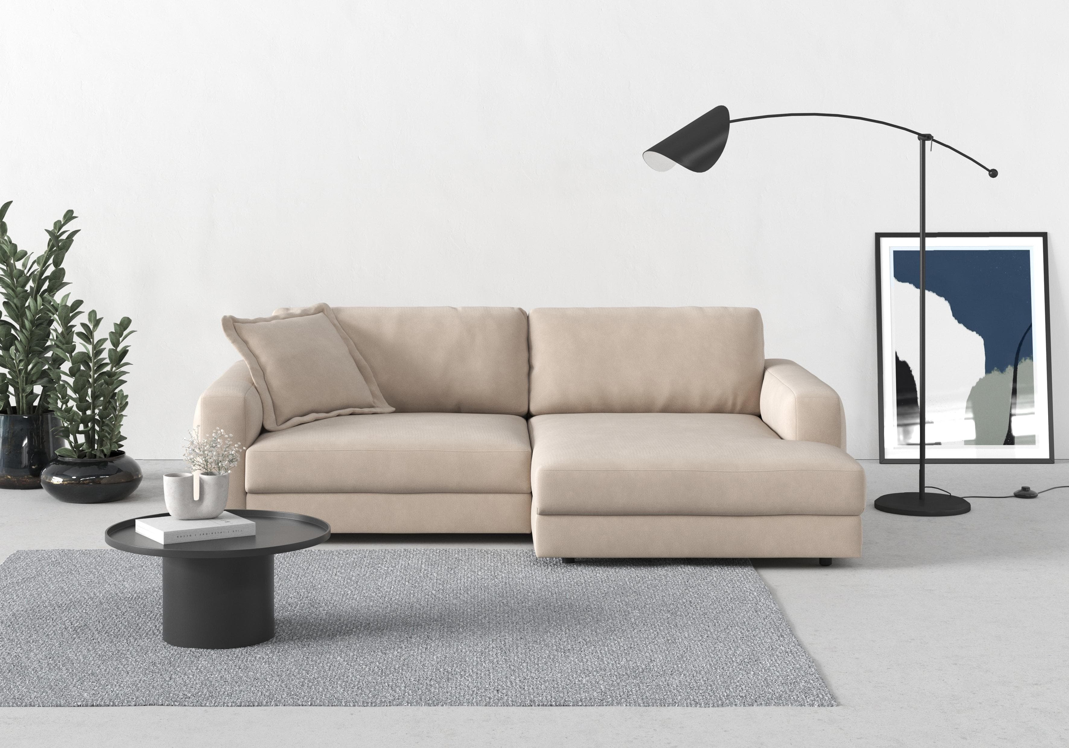 Trendmanufaktur Ecksofa Bourbon L-Form Taupe mit Sitztiefenverstellung