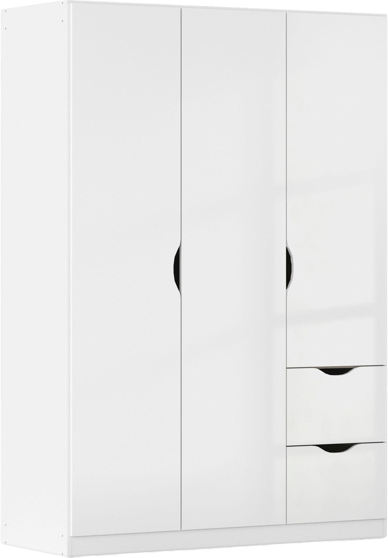 Rauch Freiham Kleiderschrank Weiß Hochglanz mit Schubkästen