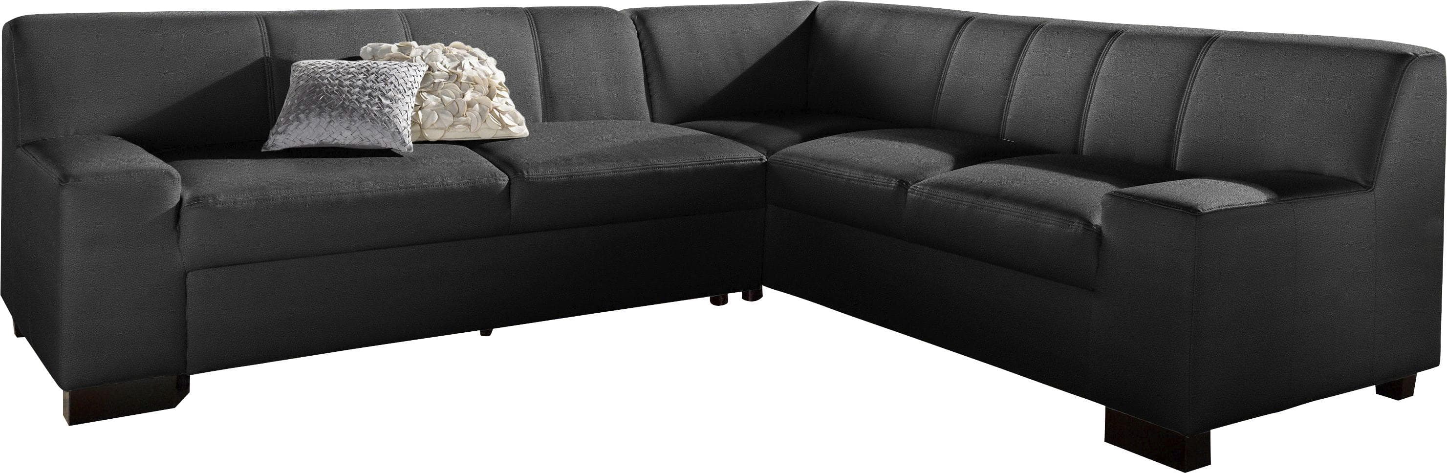 DOMO Collection Ecksofa Norma Schwarz L-Form mit breiten Armlehnen