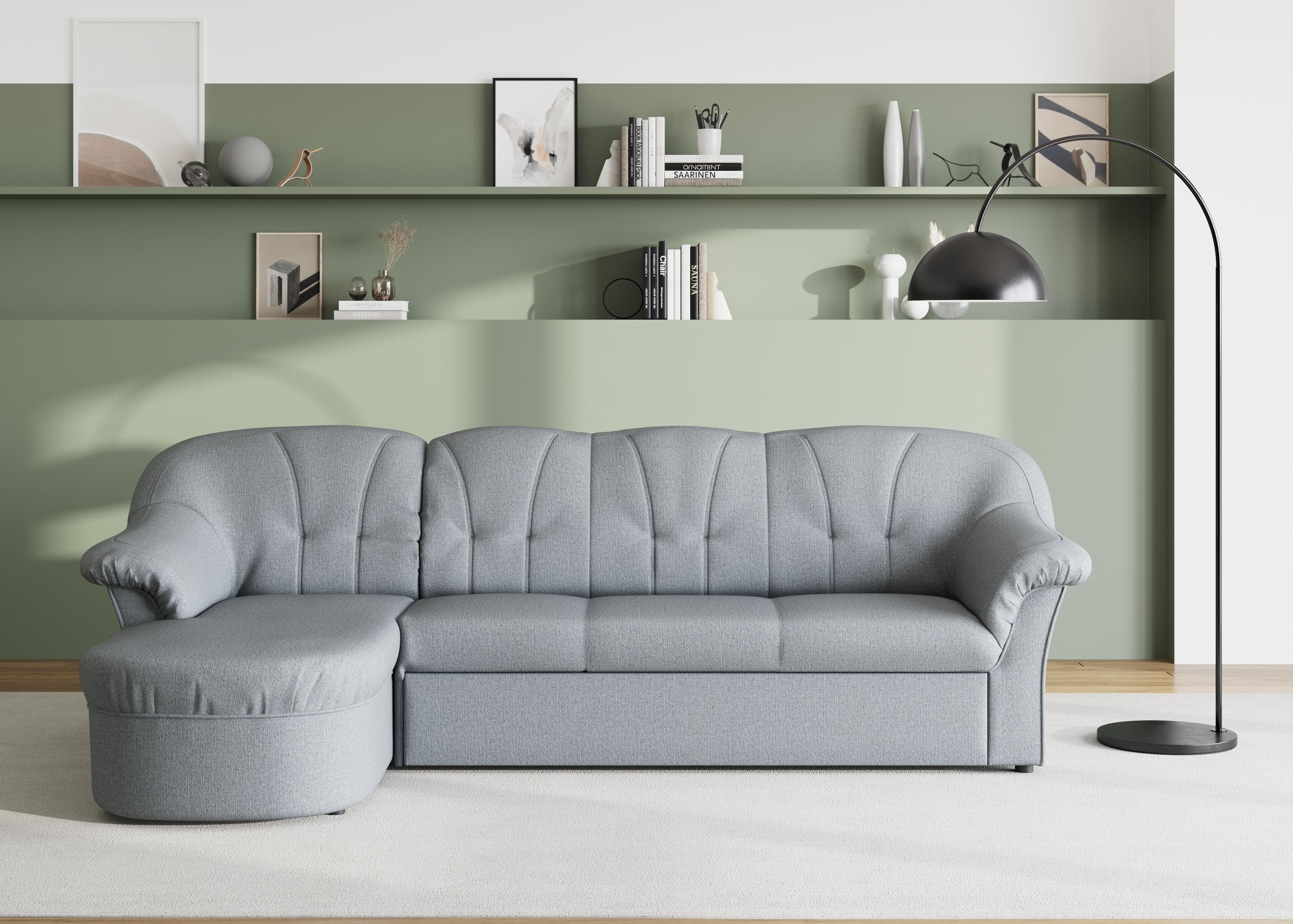 DOMO collection Ecksofa Pegnitz L-Form Silber Bettfunktion