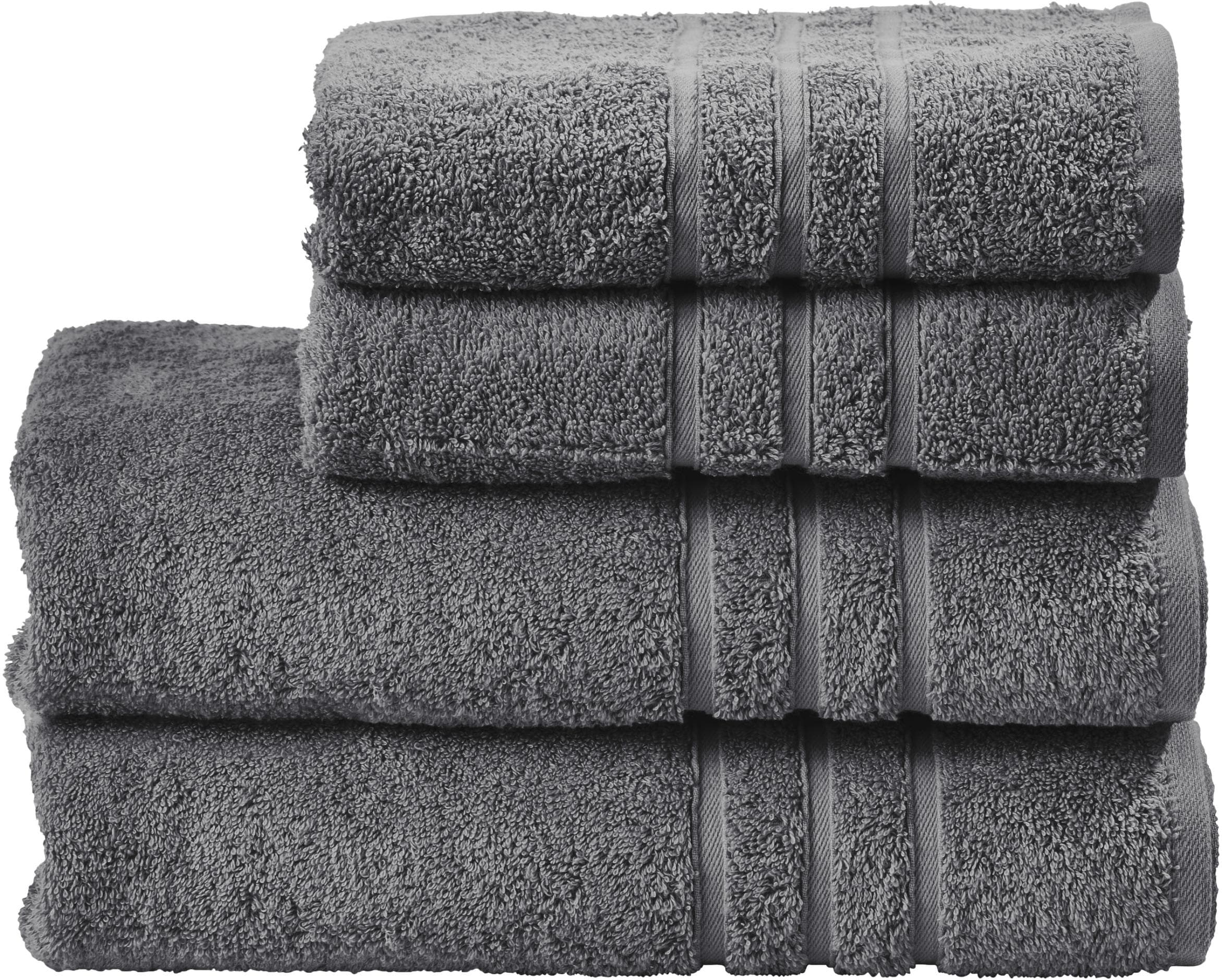 Handtuch Set aus Baumwolle und Walkfrottier in Anthrazit