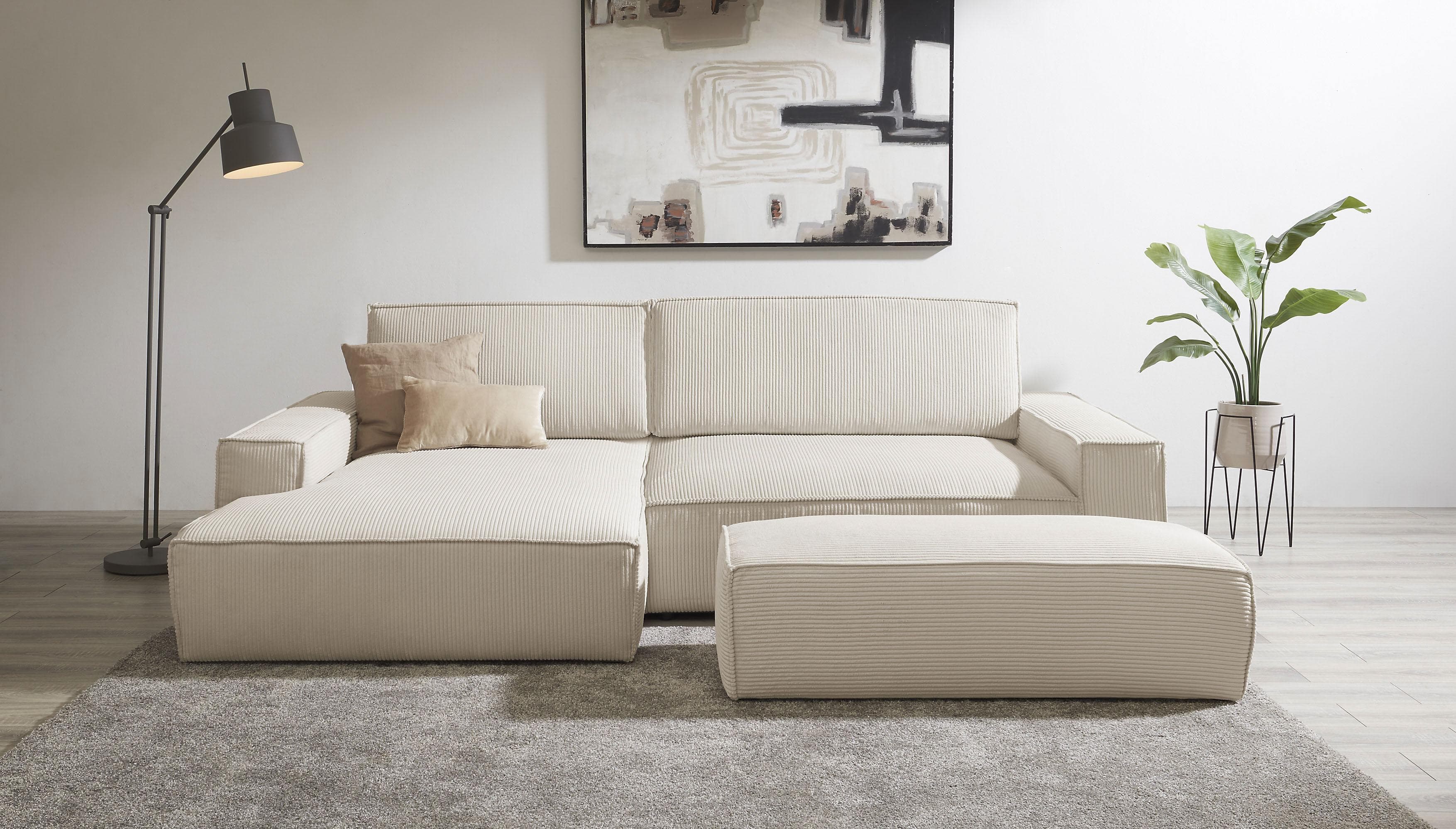 HOME AFFAIRE Polsterecke SHERWOOD XXL L-Form mit Schlaffunktion Beige