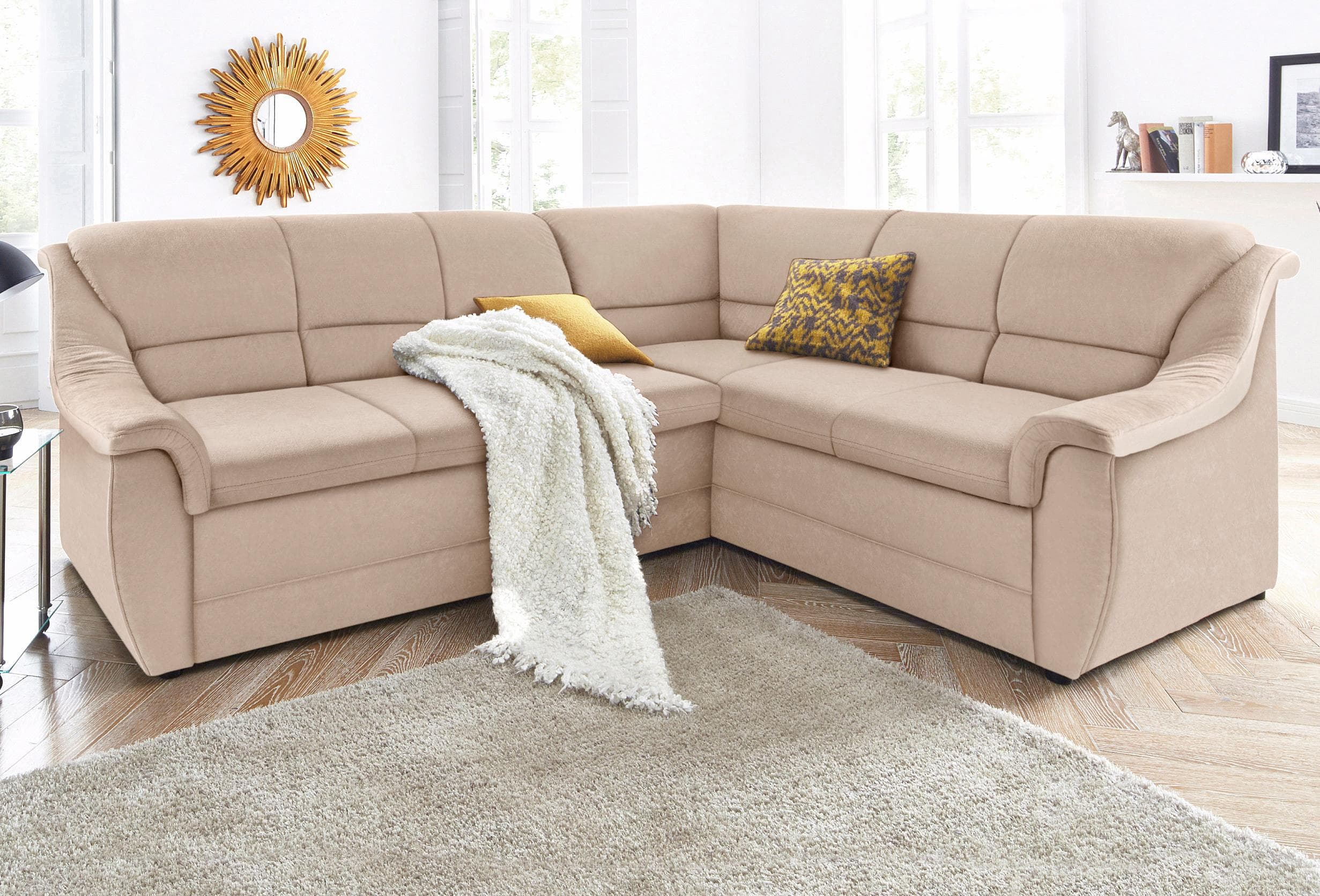 DOMO COLLECTION Ecksofa Lale L-Form Beige mit Bettfunktion
