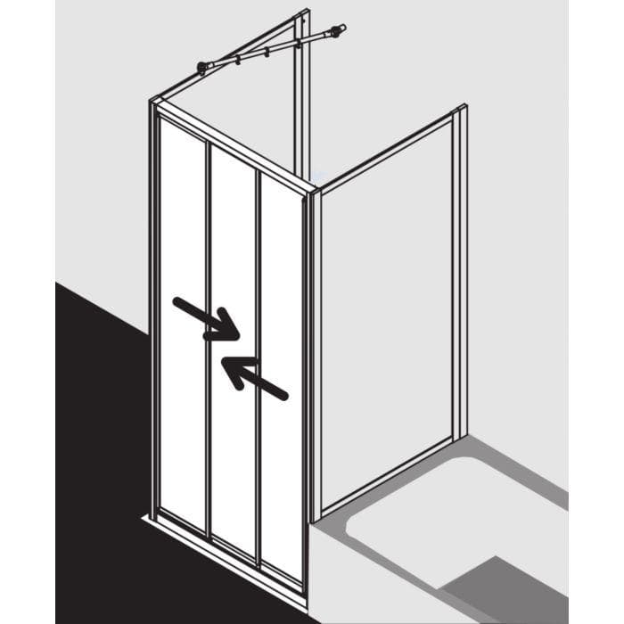 Kermi Nova 2000 Gleittür Duschkabine 3-teilig Silber Mattglanz Kerolan Fontana