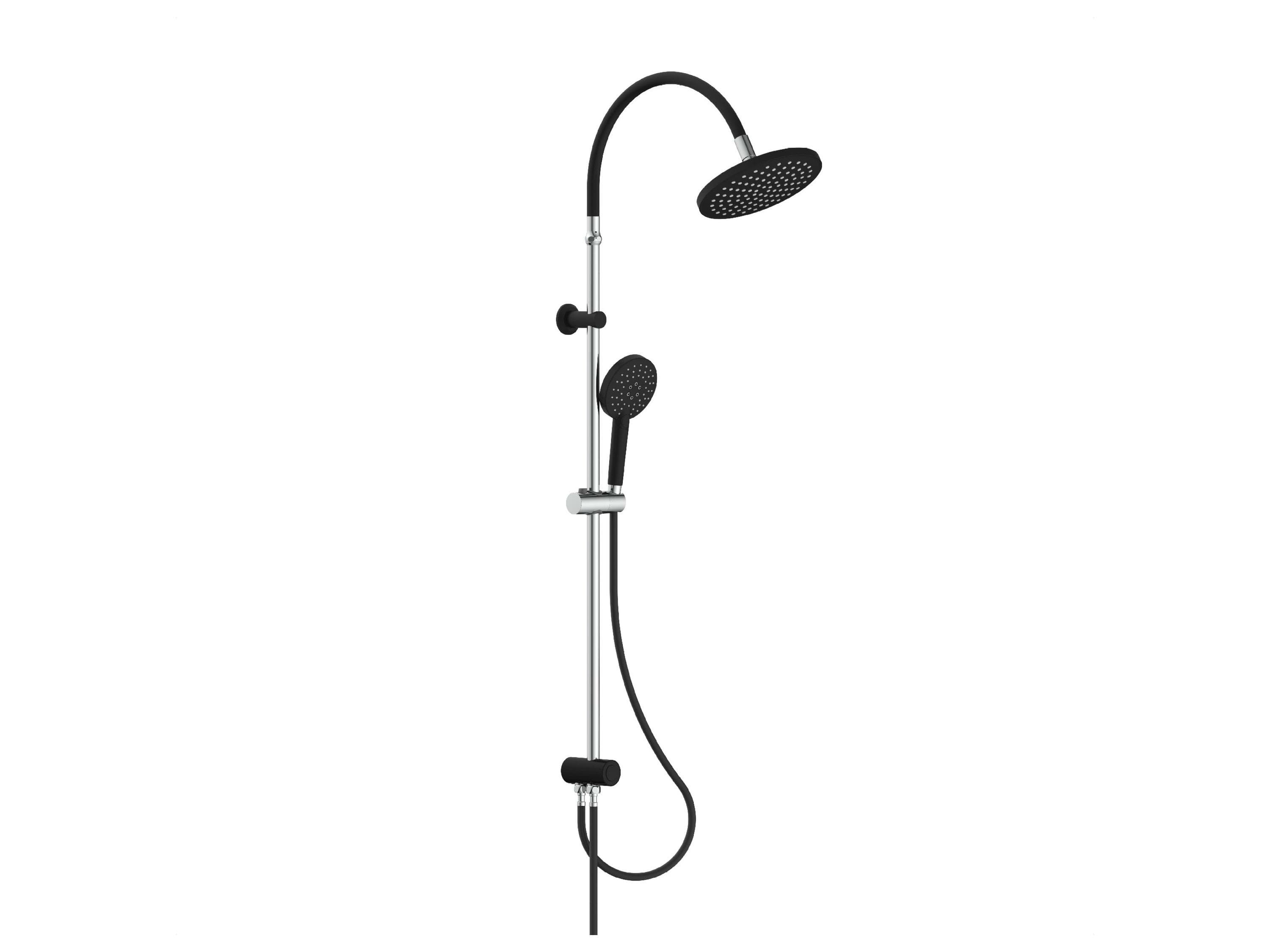Modernes Duschsystem aus Edelstahl in Chrom und Schwarz