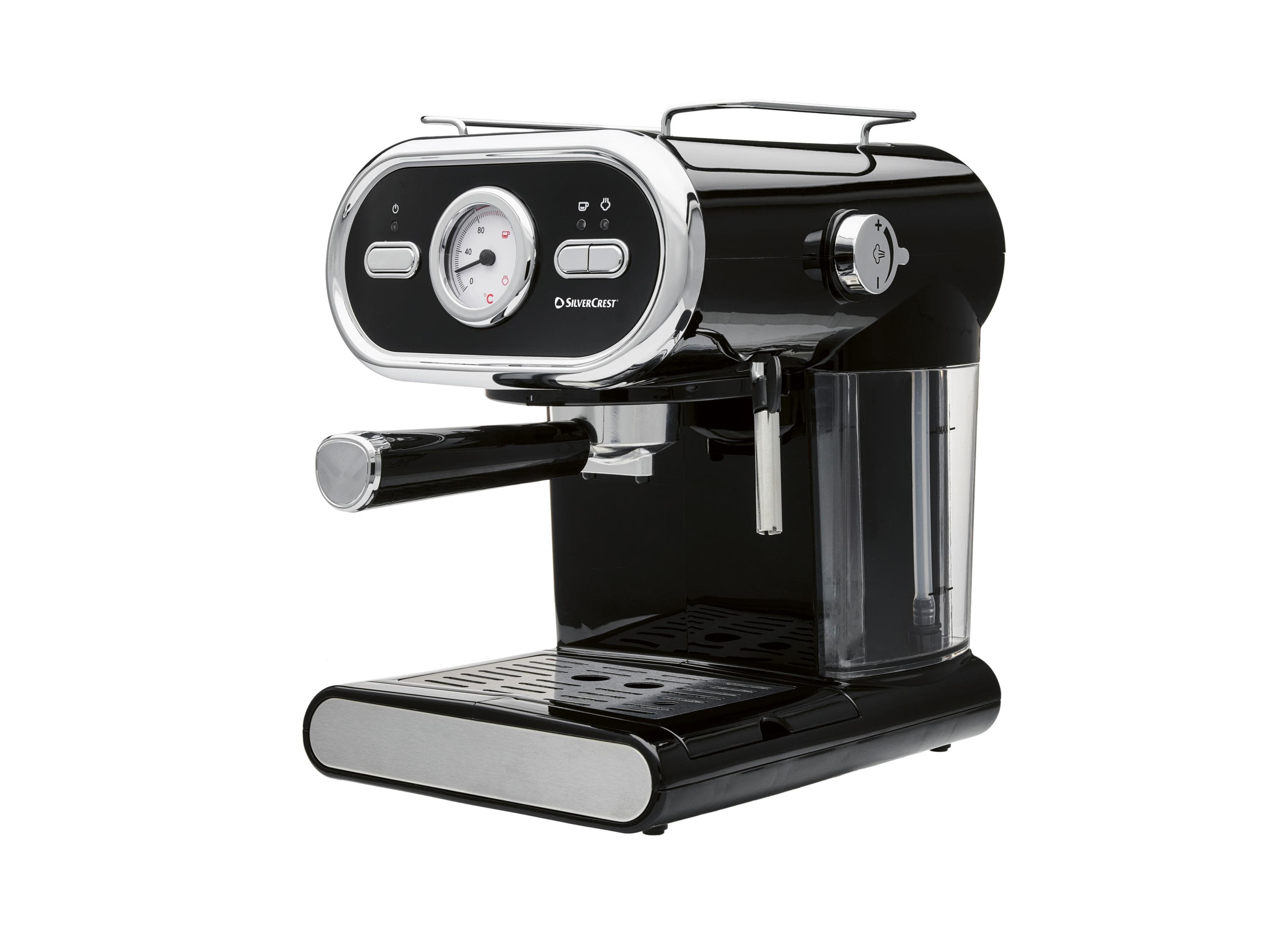 SILVERCREST Espressomaschine Pastell SEM 1100 E1 Schwarz Siebträger-System
