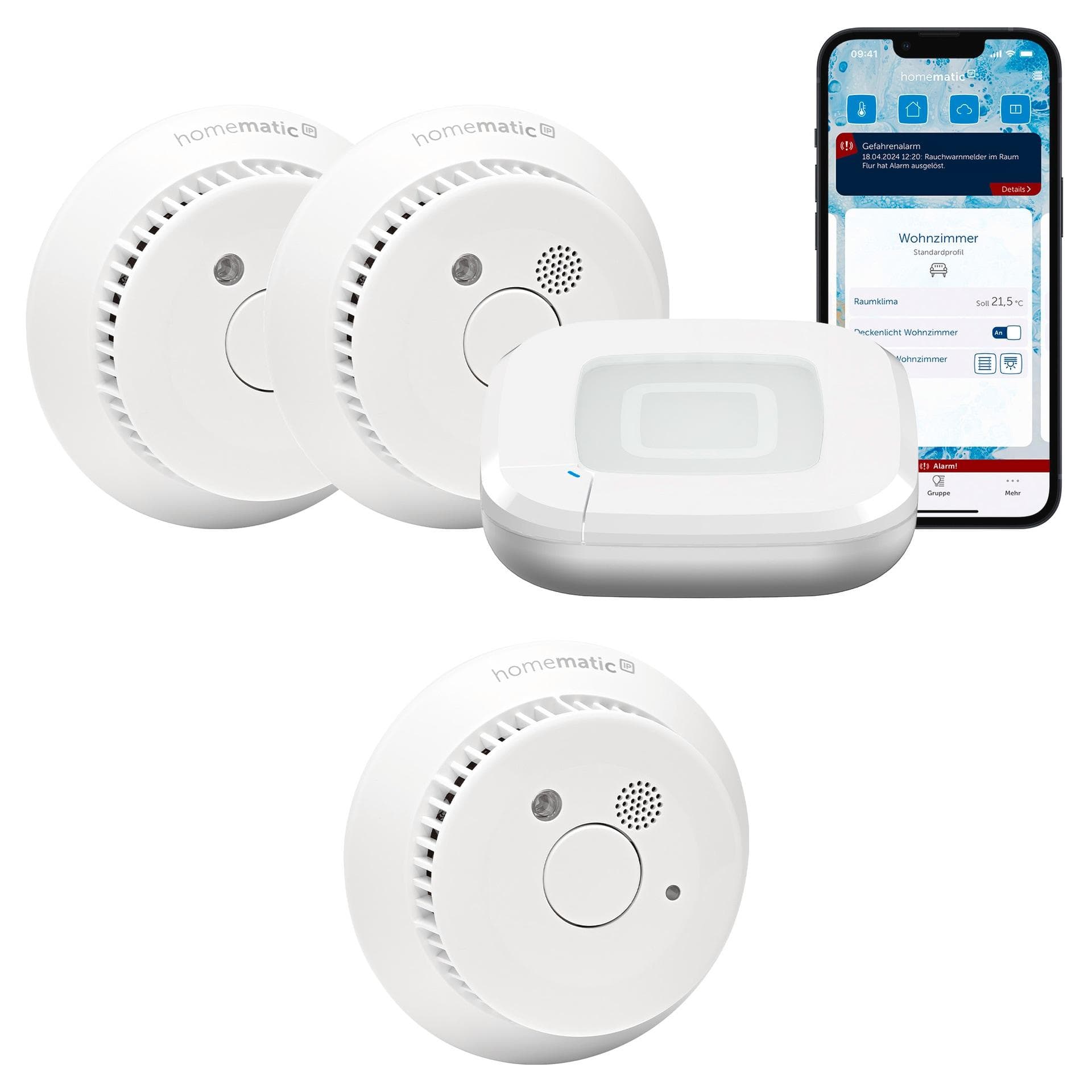 HOMEMATIC IP Smart-Home-Zubehör Starter Set Rauchwarnmelder 3 Räume
