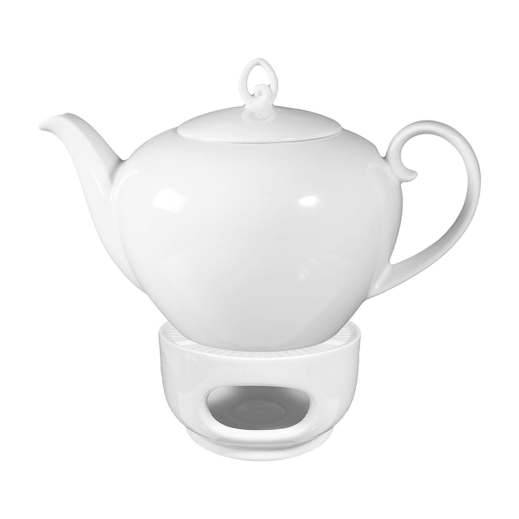 Seltmann Weiden Teekanne mit Stövchen Rondo/Liane 1,1 Liter 2er Set Weiß