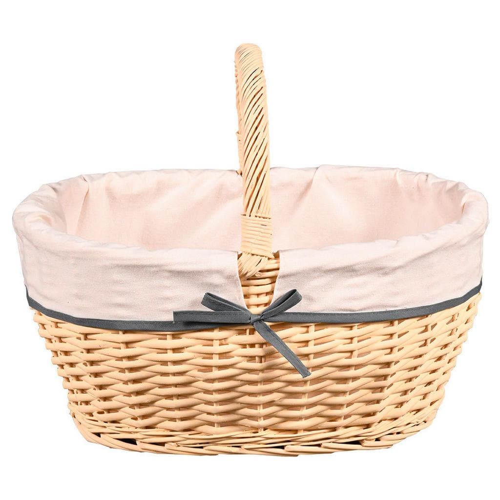 Kesper Aufbewahrungskorb aus Weidengeflecht mit Textiler Polsterung