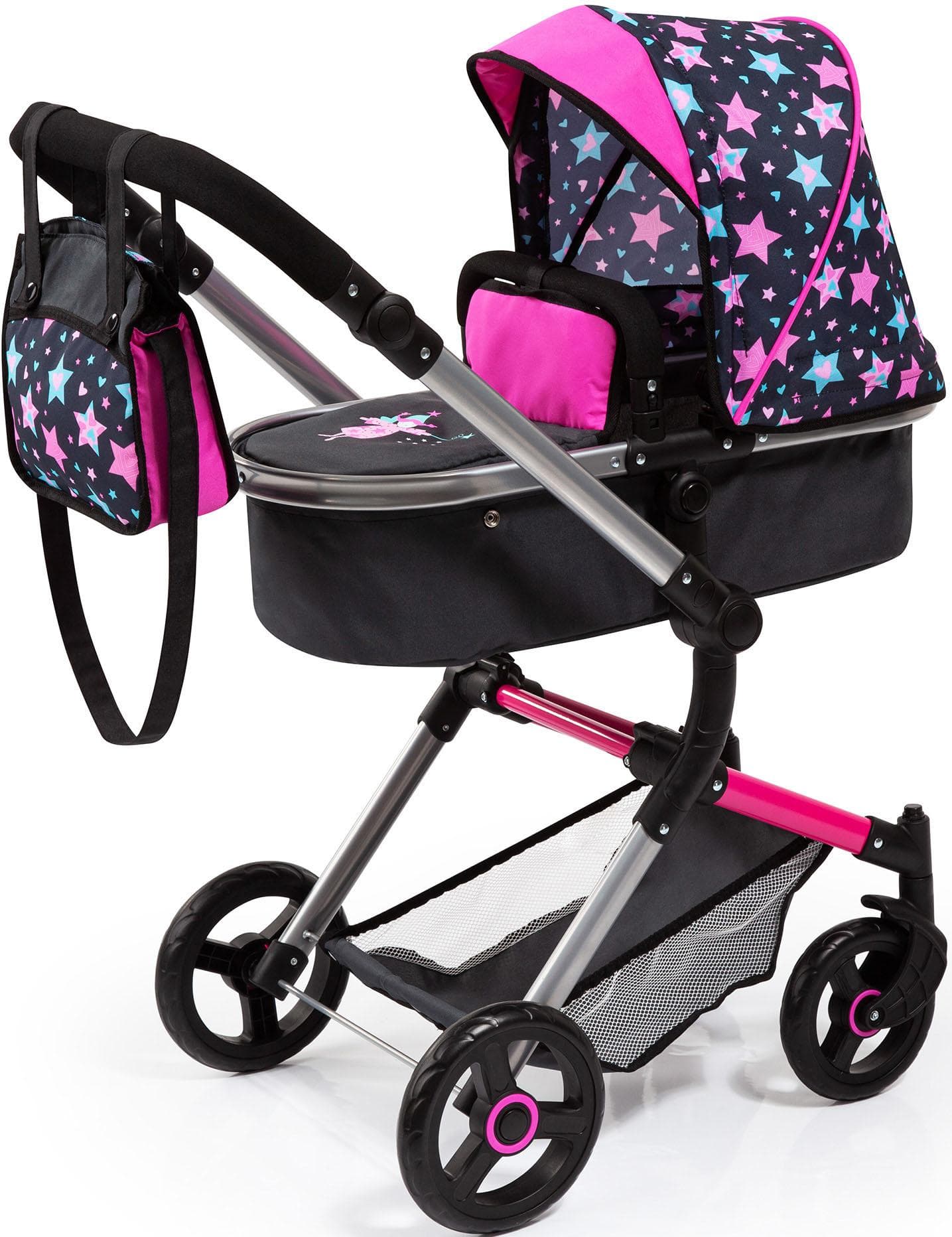 BAYER Vario Kombi-Puppenwagen Blau mit Wickeltasche