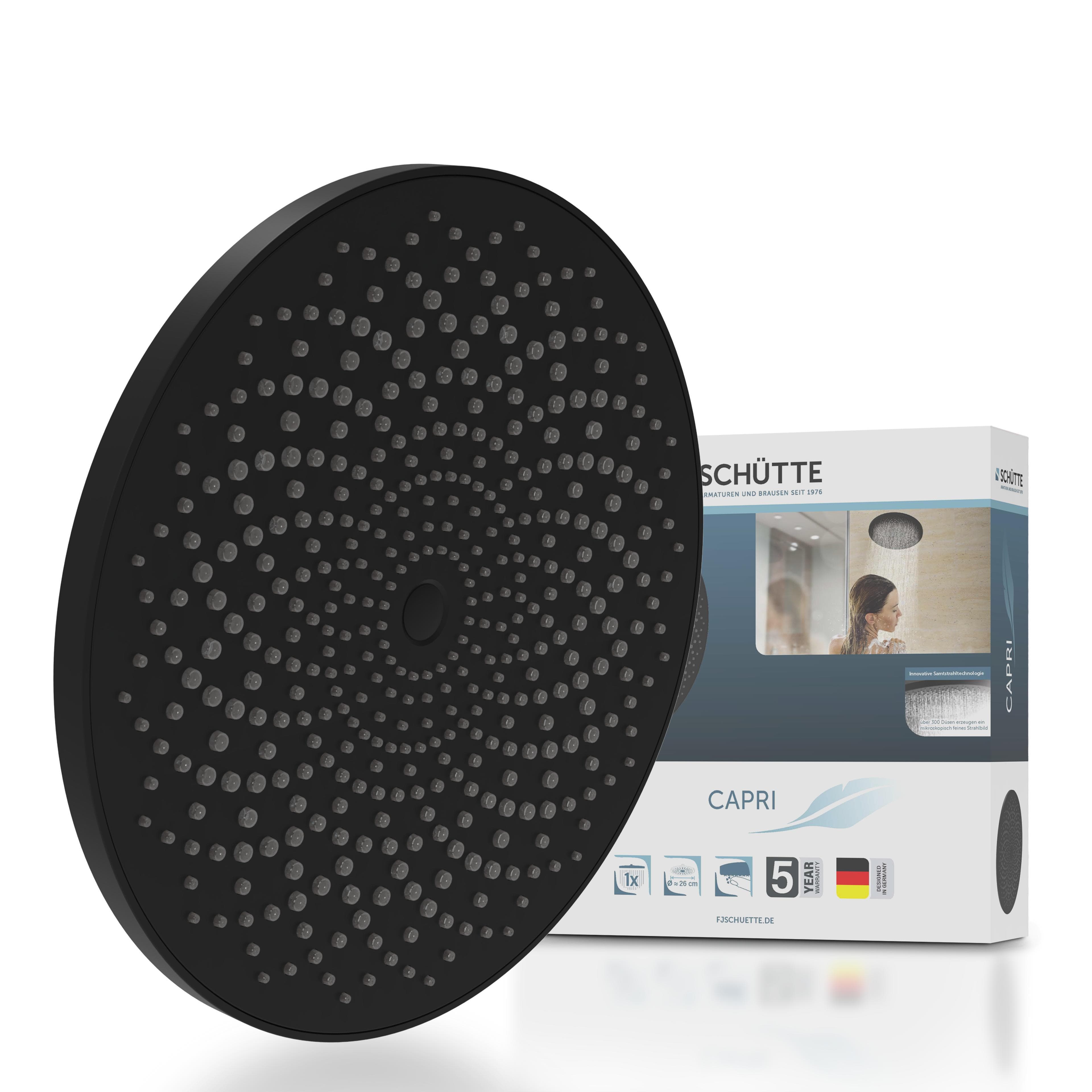 SCHÜTTE CAPRI Regendusche Schwarz Matt 26cm