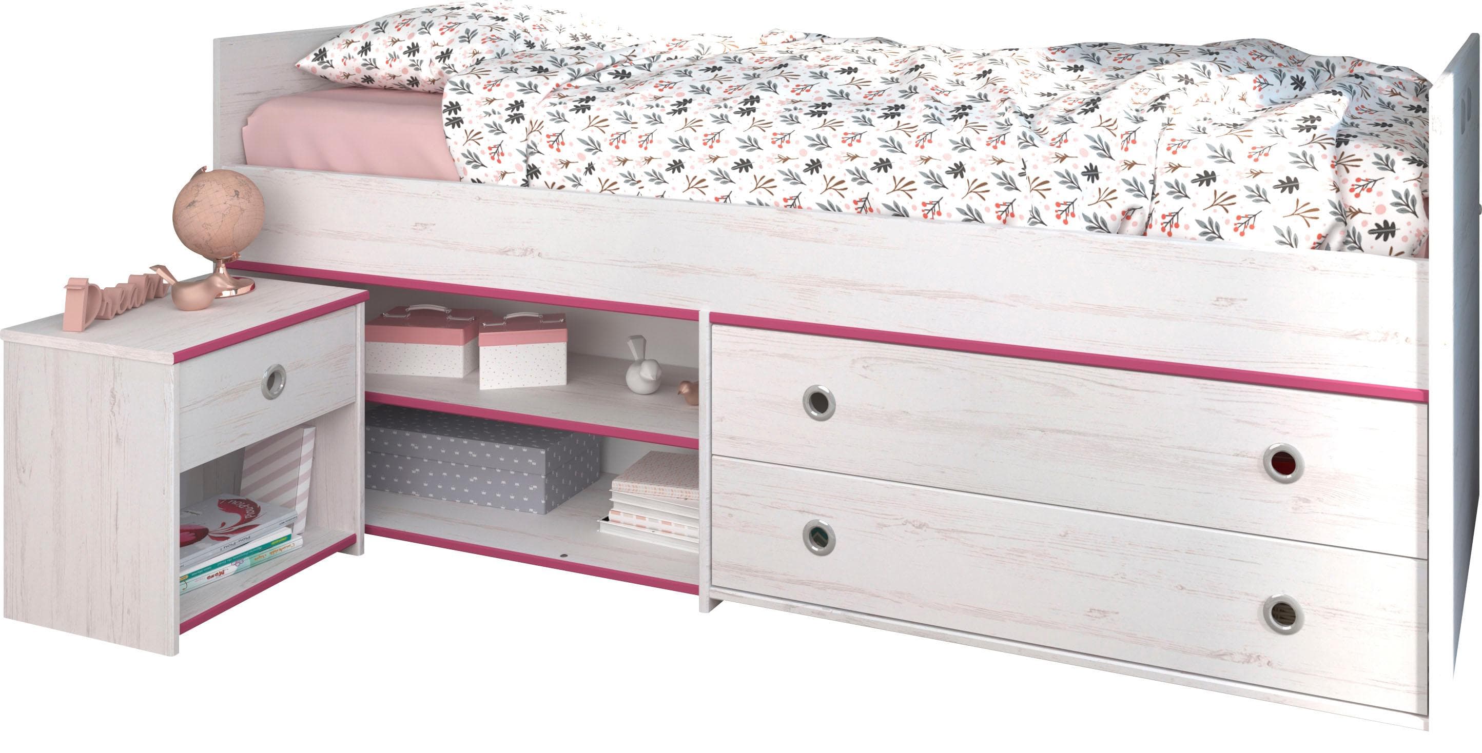 Jugendzimmer-Set PARISOT Smoozy Weiß Bett & Nachttisch