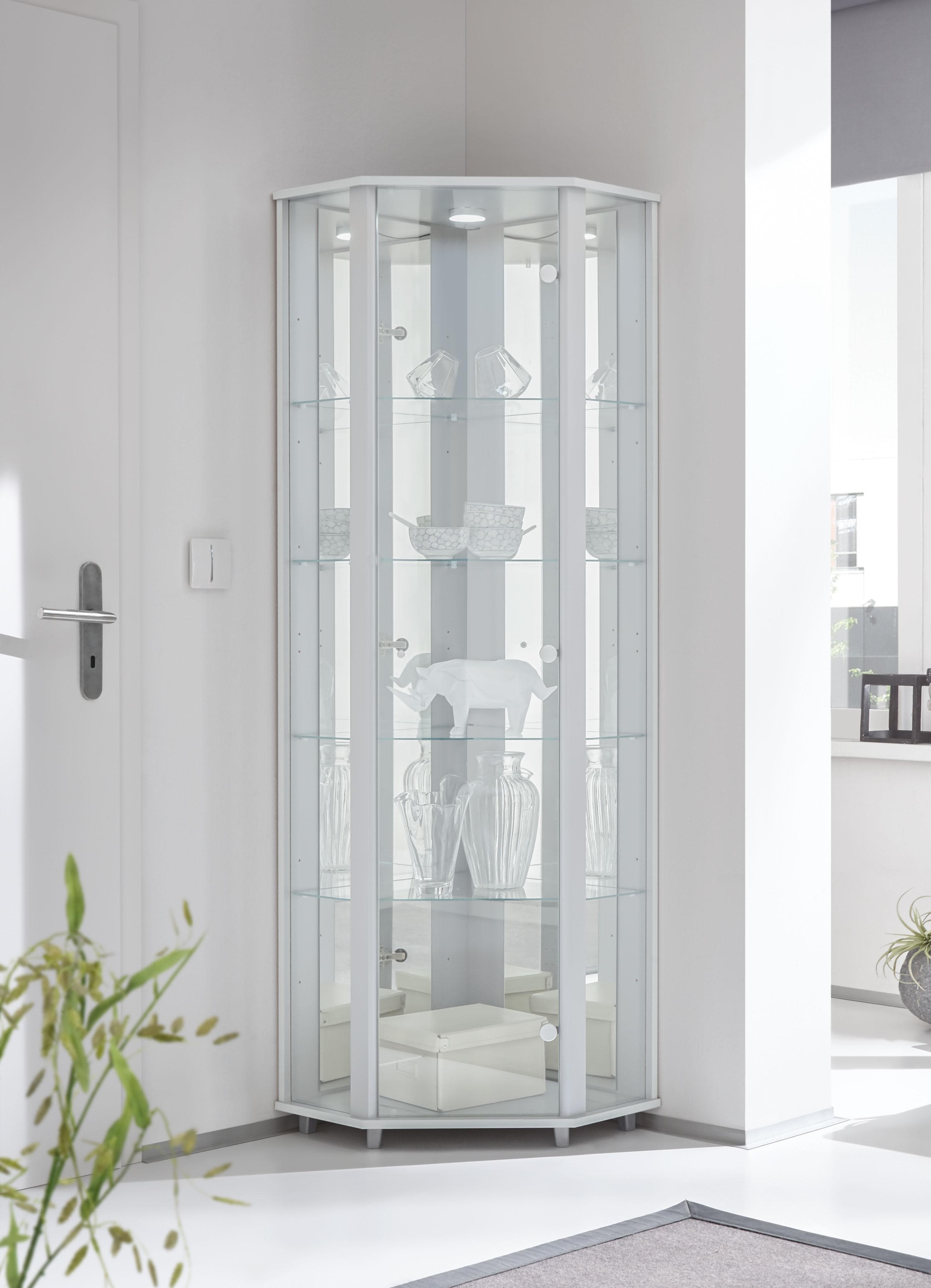 fif möbel Eckvitrine Weiß S09B903W