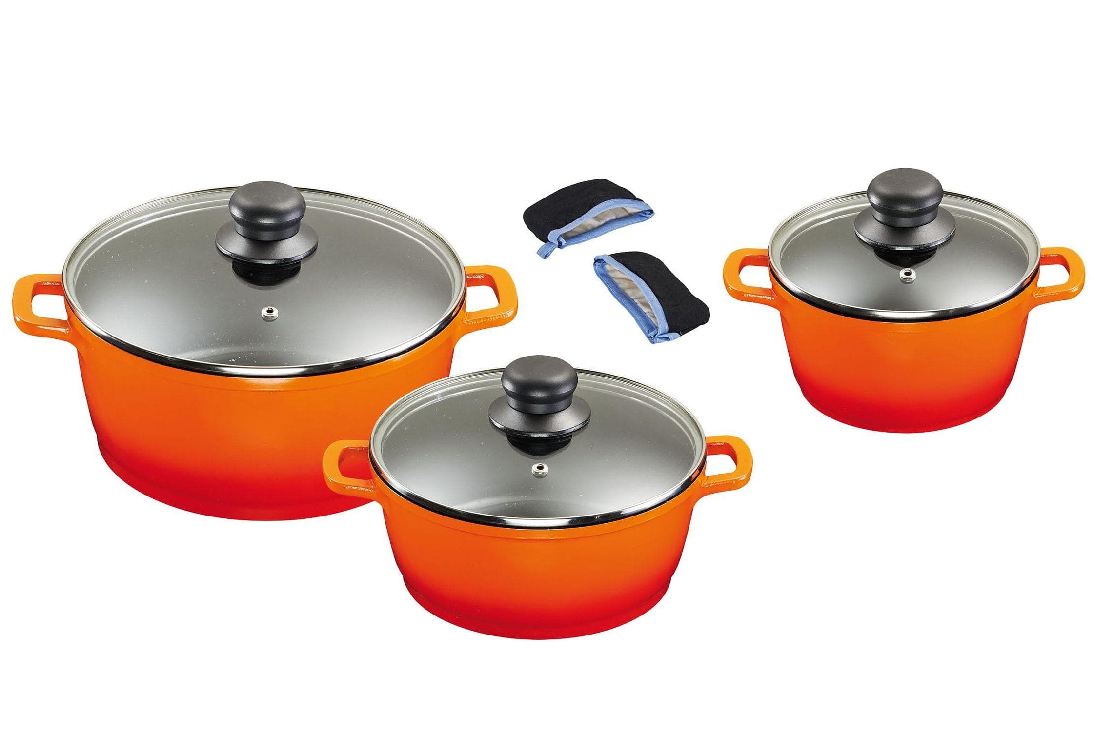 Topf-Set KING Orange 8-tlg. mit gratis Henkelpads, Induktion