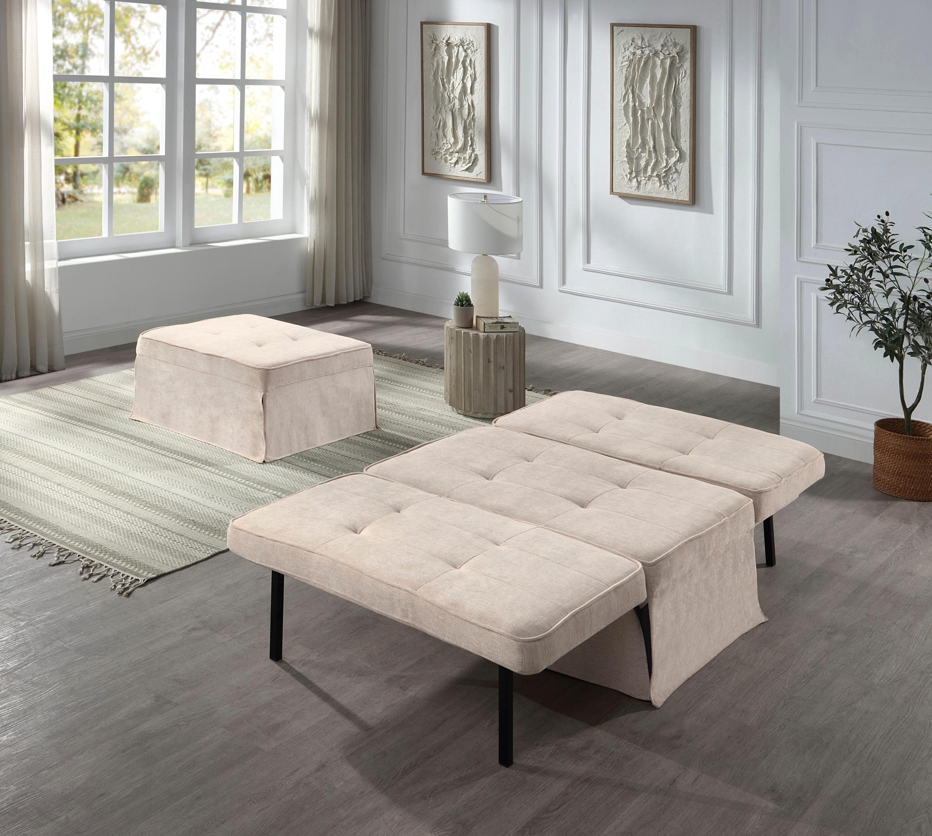 ATLANTIC HOME COLLECTION Schlafsofa Finn Beige Wandelbar mit Kissen