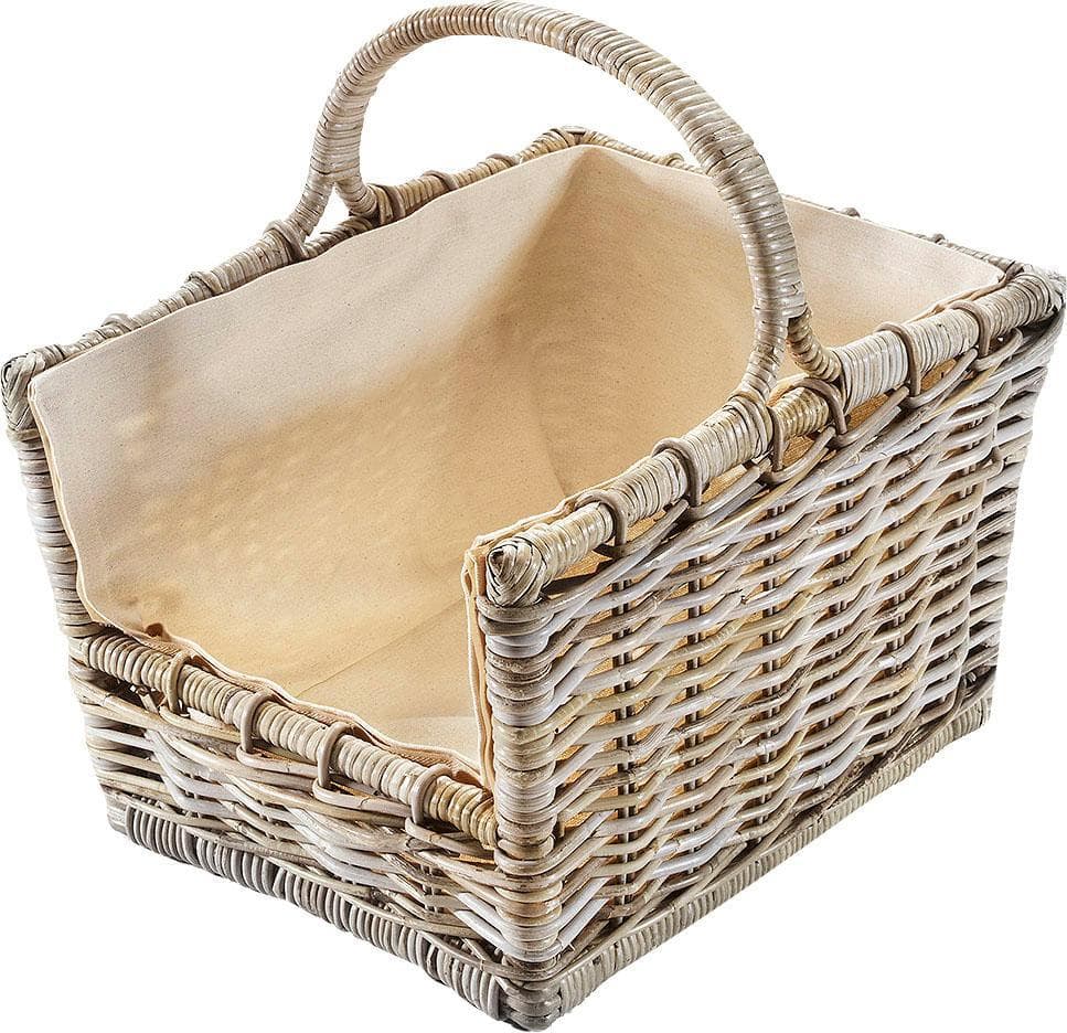 Kaminholzkorb LOCKER grau Rattan 50x38x45 cm