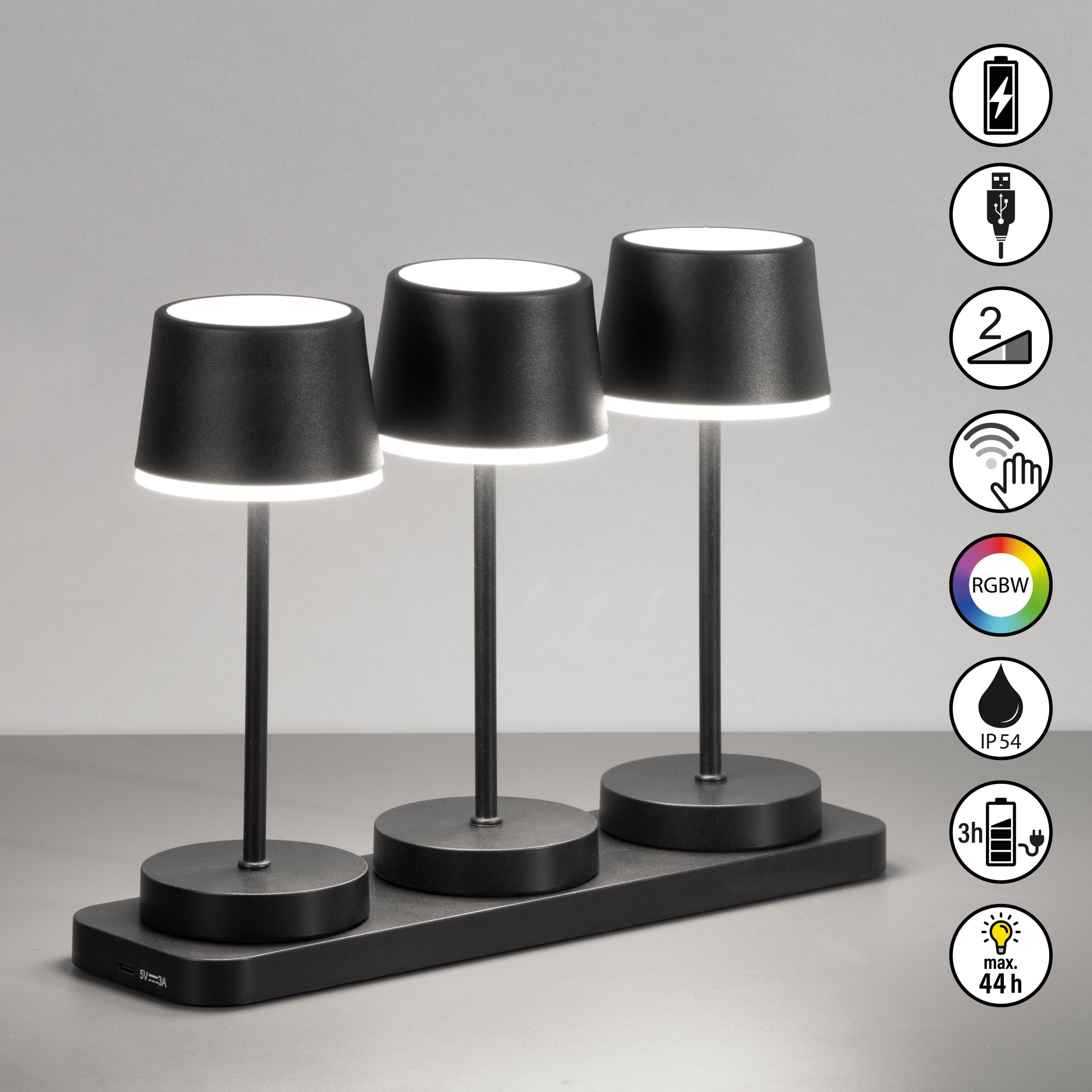 EASY BY FHL LED Tischleuchte Gardo 3er Set Sandschwarz