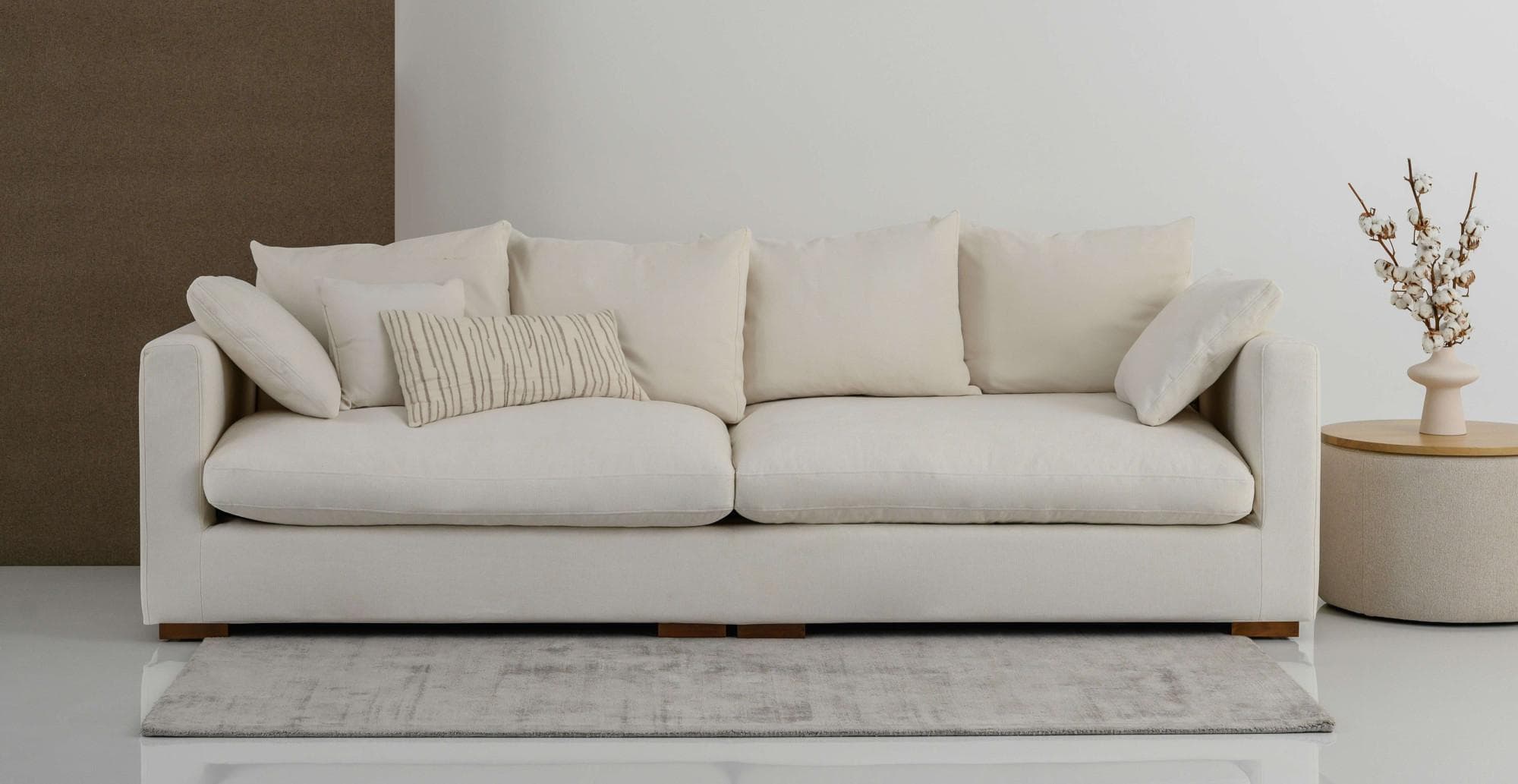 HOME AFFAIRE Comfy Big-Sofa Beige Chenille mit Massivholzfüßen