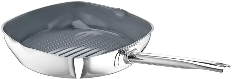 Grillpfanne SCHULTE-UFER "Green Life" Silber Edelstahl Keramikversiegelung