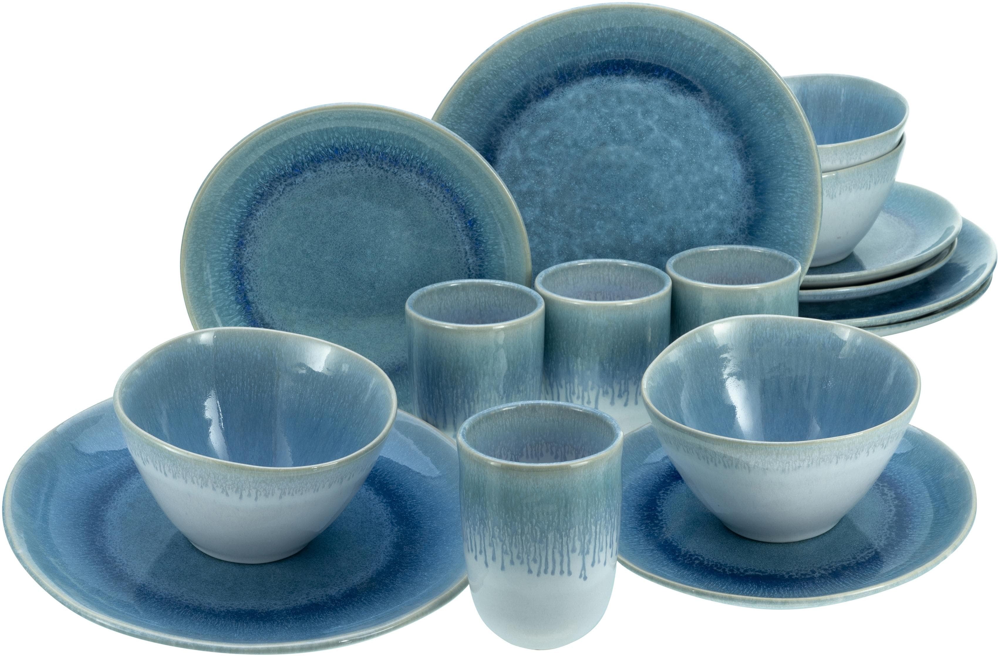 Creatable Geschirr-Set Aquarius Blau 16-tlg. Steinzeug