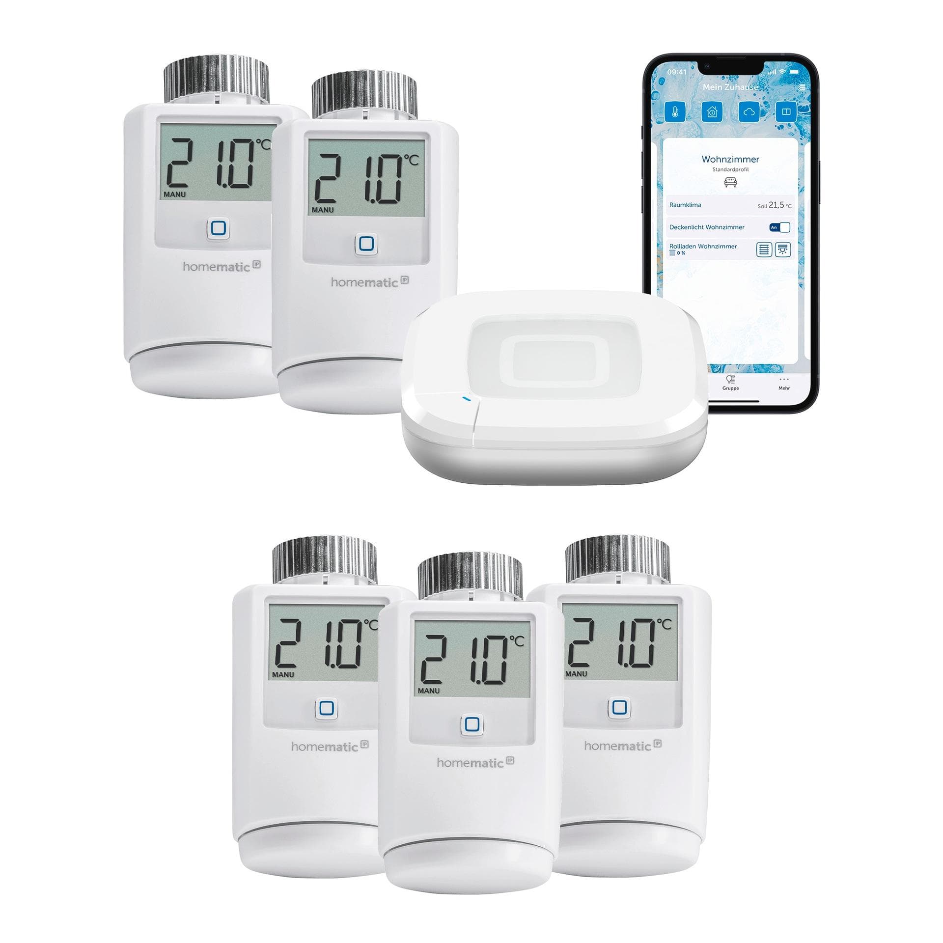 Homematic IP Heizkörperthermostat Starter Bundle für 5 Heizkörper
