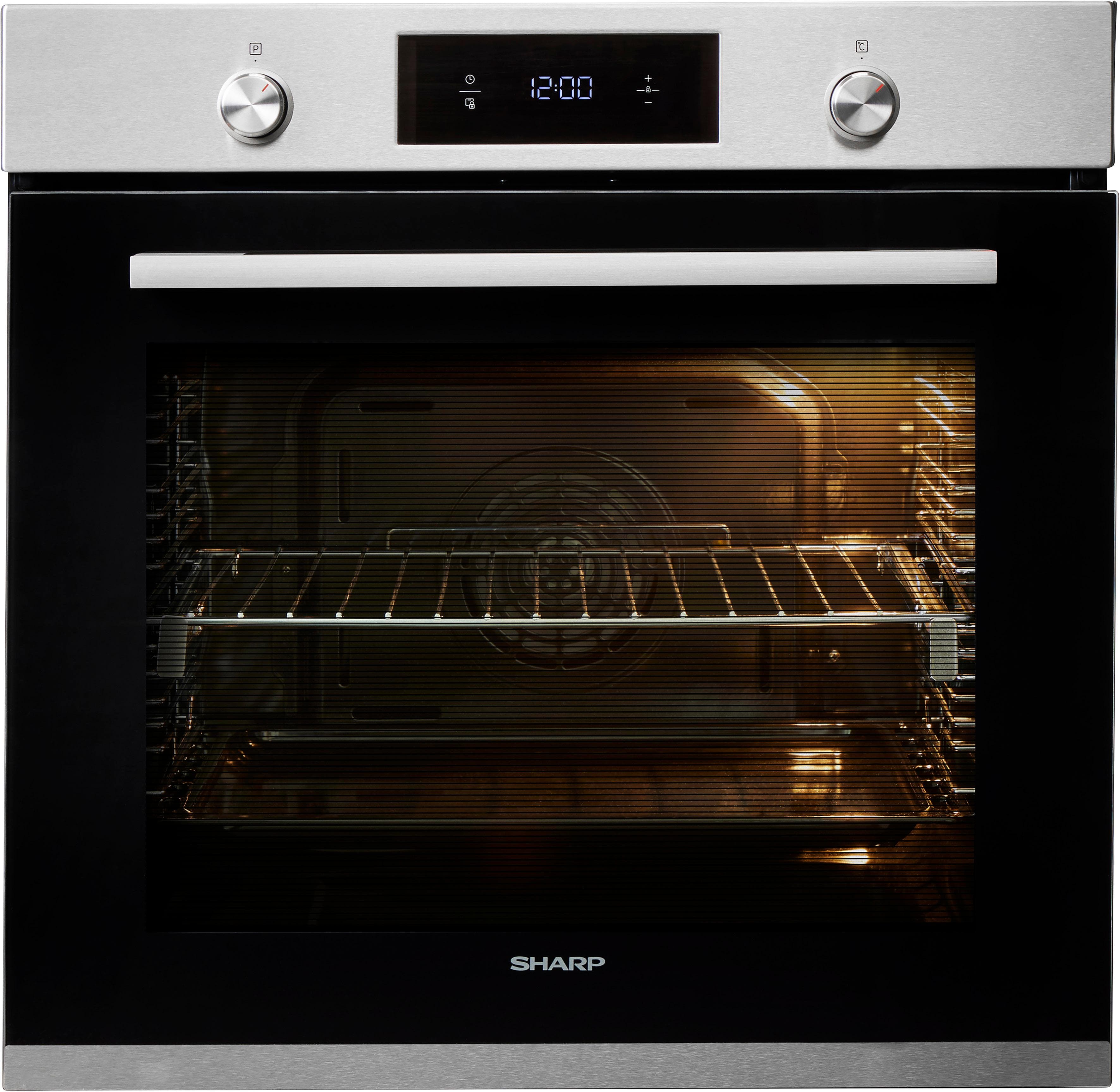 Sharp Einbaubackofen K-71P28INM-EU Silber Pyrolytische Reinigung