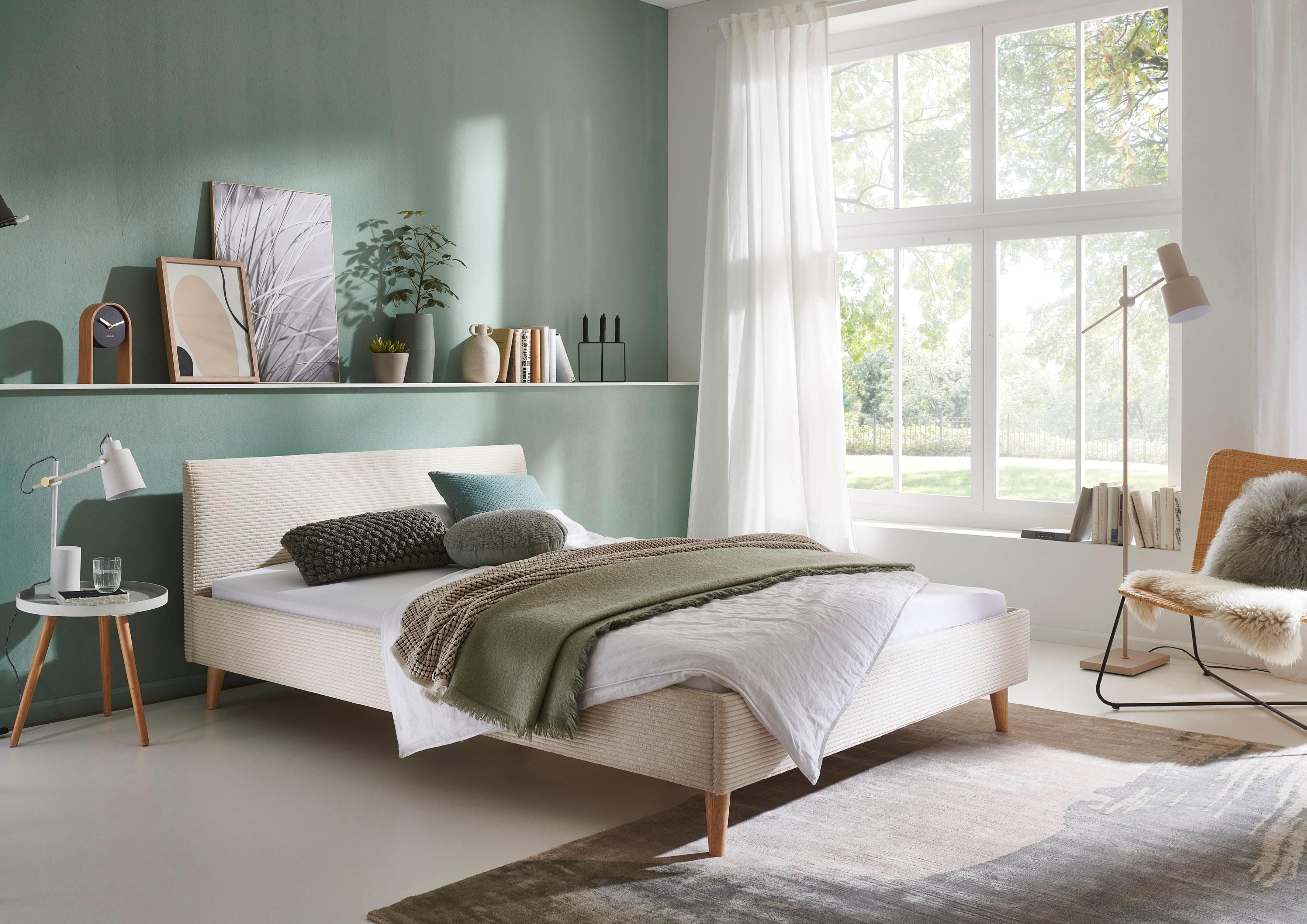 Boxxx Polsterbett Beige Cordstoff Skandinavisch