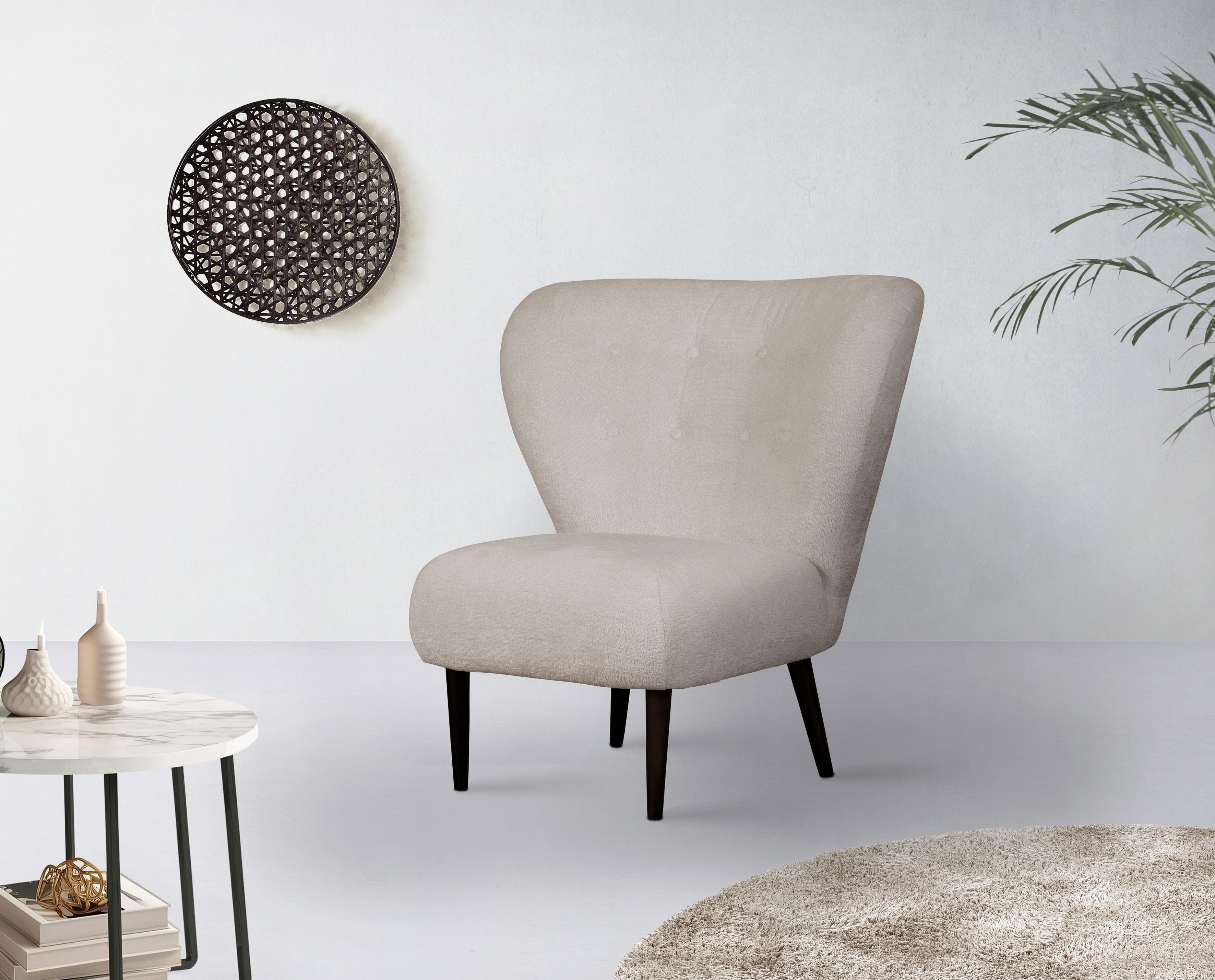 Sessel Dinah Grau Knopfheftung LeGer Home by Lena Gercke