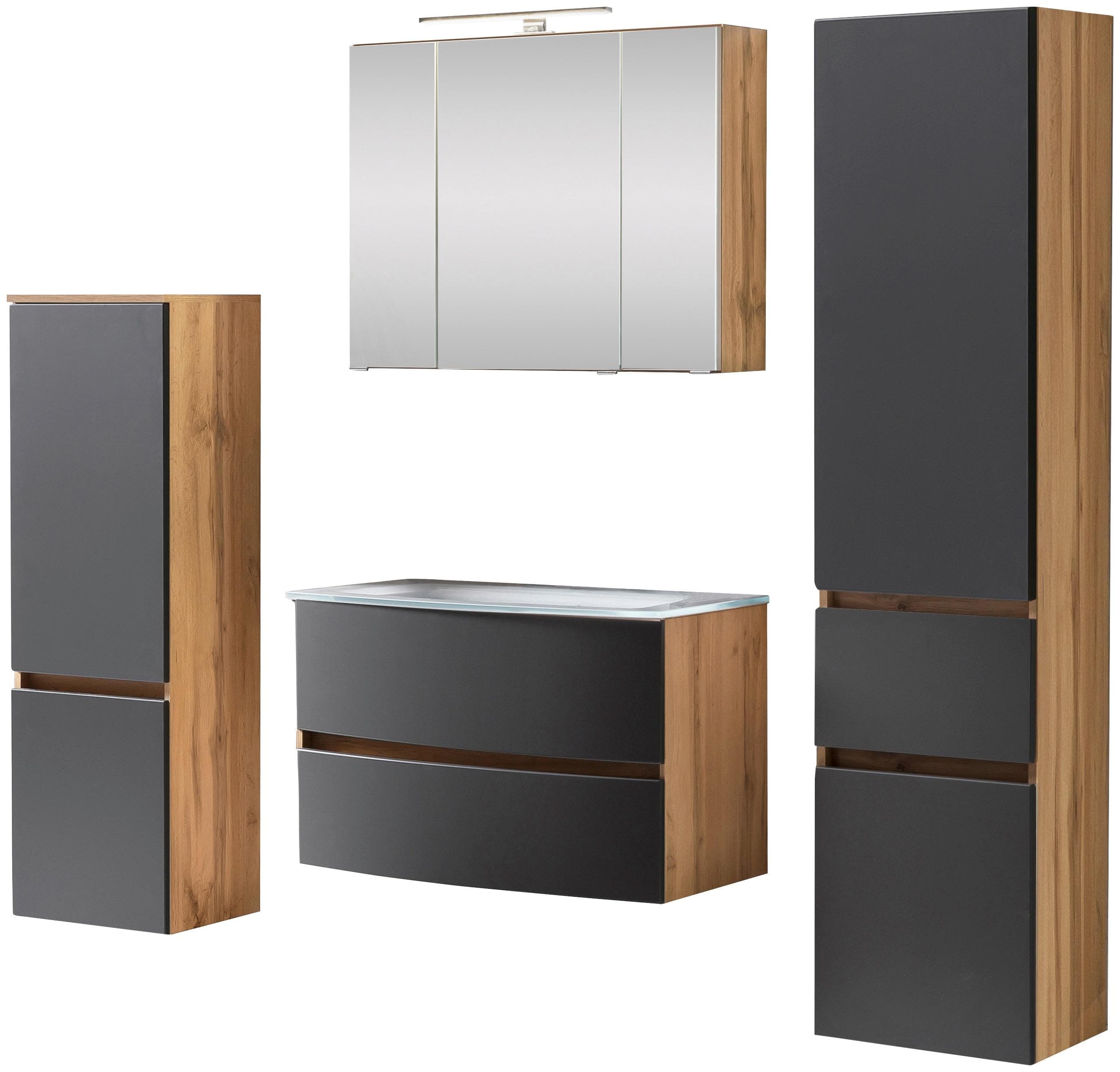 welltime Kaunas Badezimmer-Set Grau/Wotaneiche 160 cm