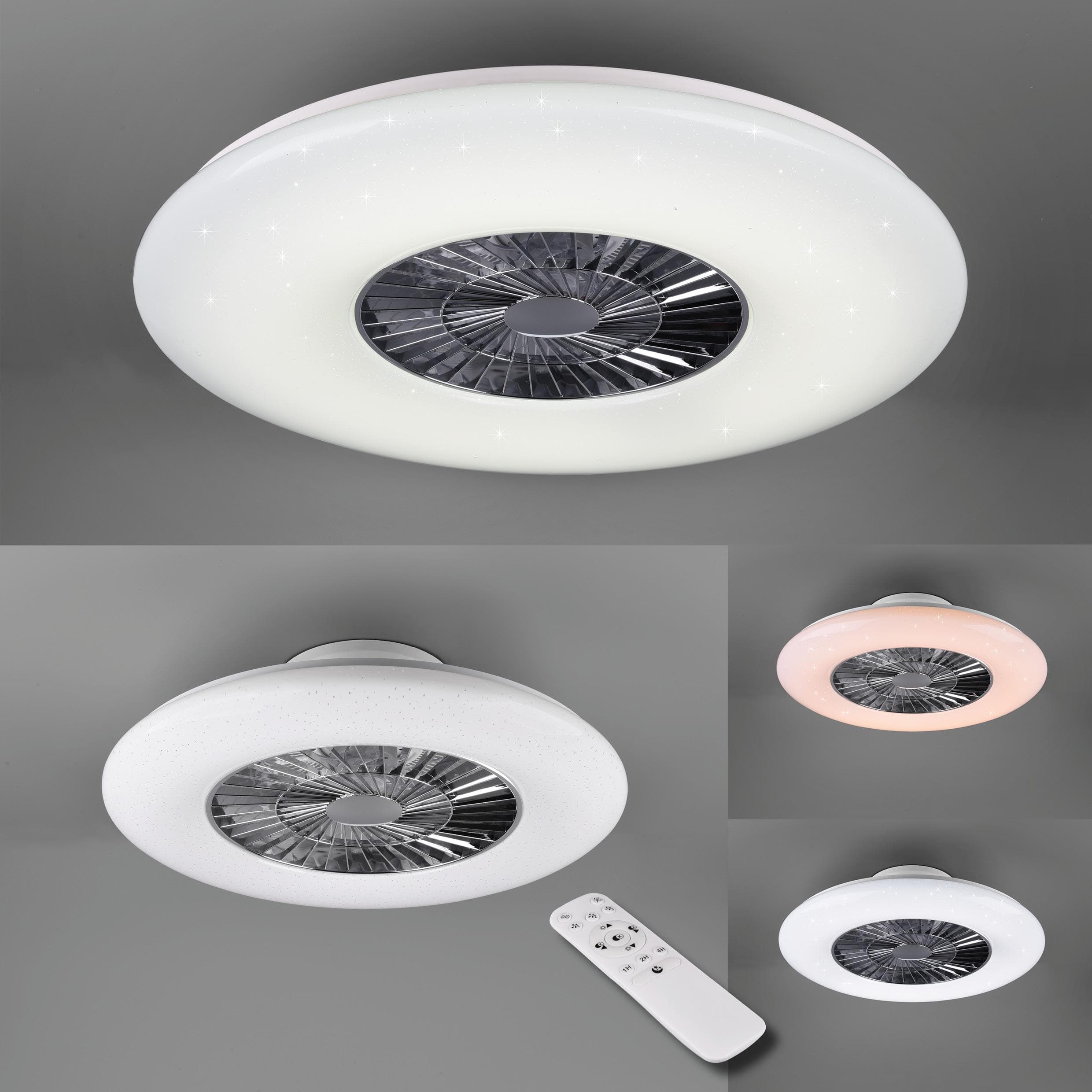 REALITY LEUCHTEN Deckenleuchte Visby LED Ventilator Chrom 59,5 cm