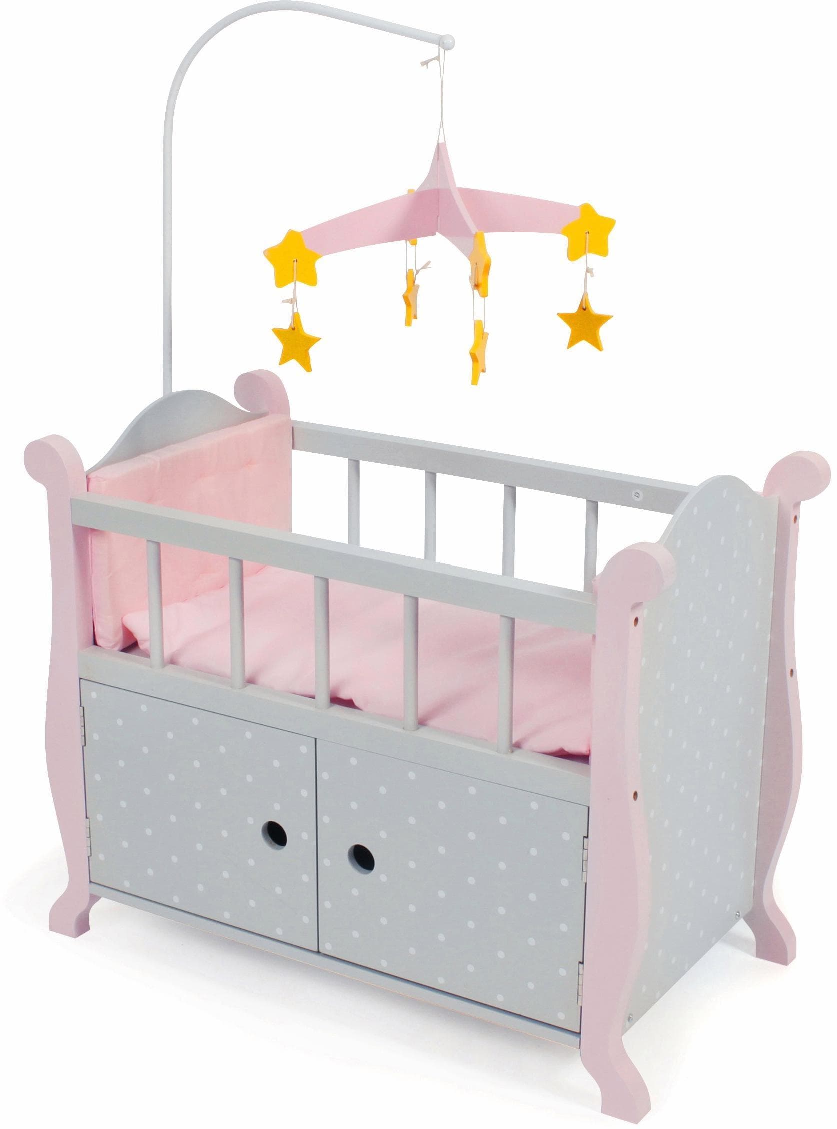 CHIC2000 Puppenbett Puntos Grey aus Holz mit Mobile
